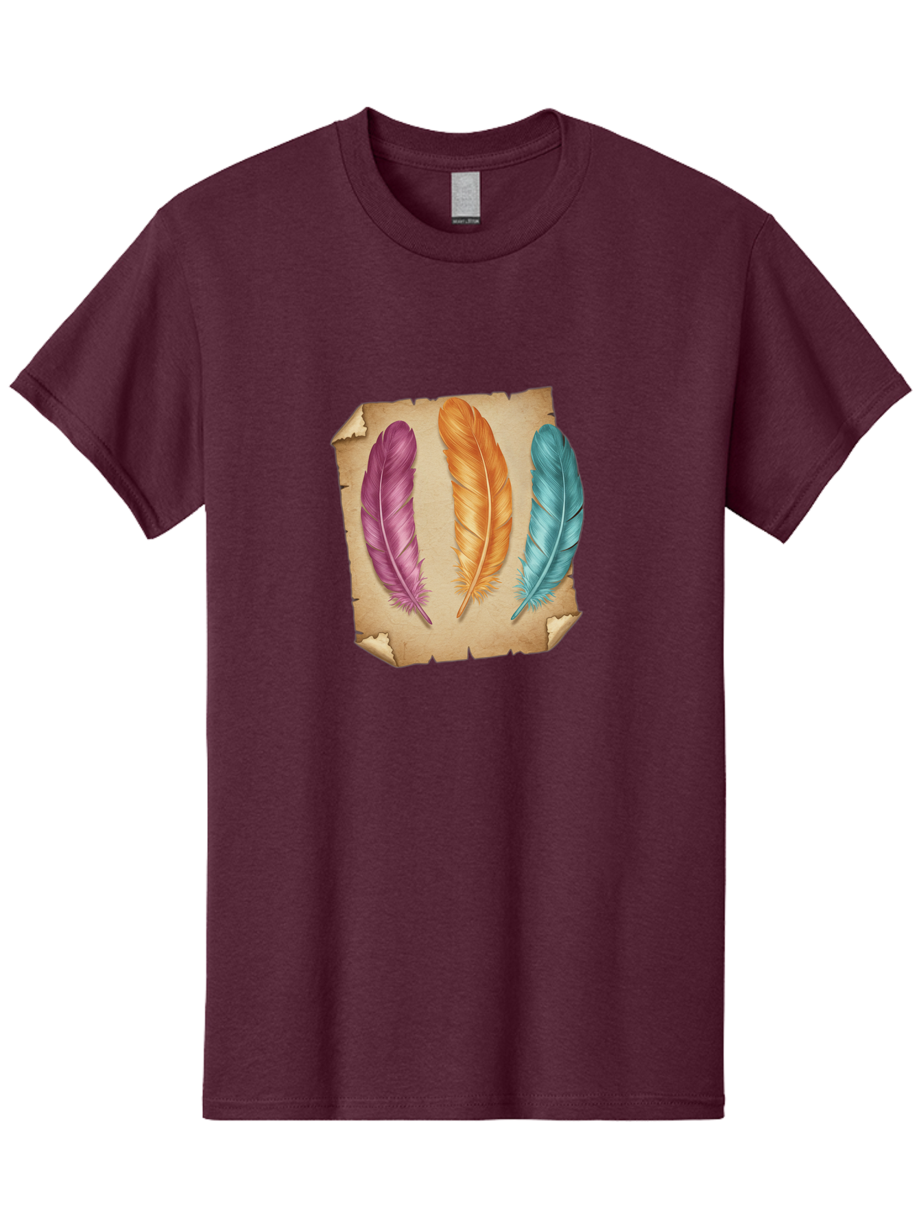 Purple-Orange-Blue-Feather Men'S Graphic Tee, 100% Cotton, Comfortable Casual Summer Wear, Machine Washable, Vintage Camera, Old Camera, Antique Camera, Black Camera, Classic Photography, Photography Equipment, Nostalgic Device, Film Camera, Baj206