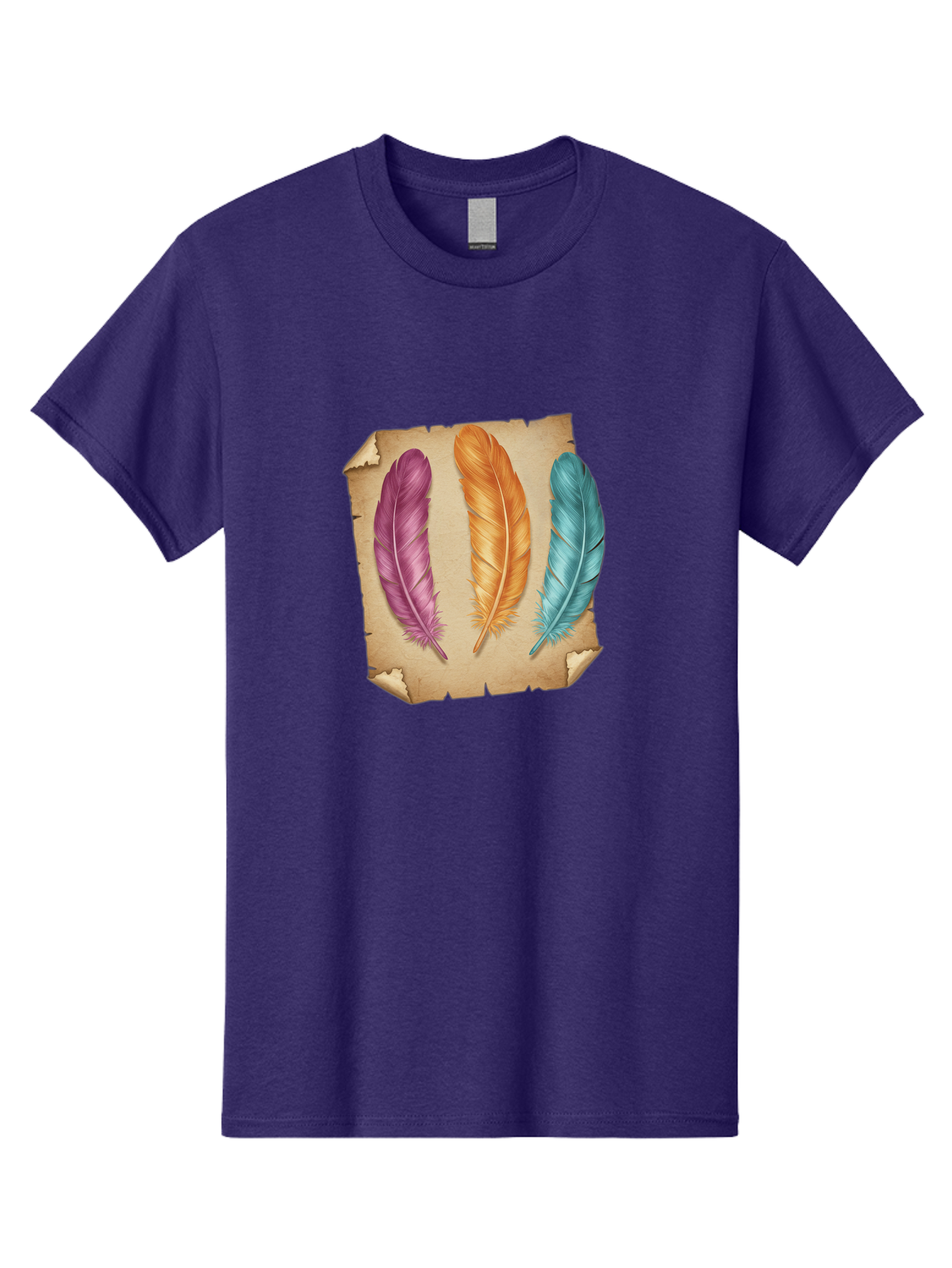 Purple-Orange-Blue-Feather Men'S Graphic Tee, 100% Cotton, Comfortable Casual Summer Wear, Machine Washable, Vintage Camera, Old Camera, Antique Camera, Black Camera, Classic Photography, Photography Equipment, Nostalgic Device, Film Camera, Baj206