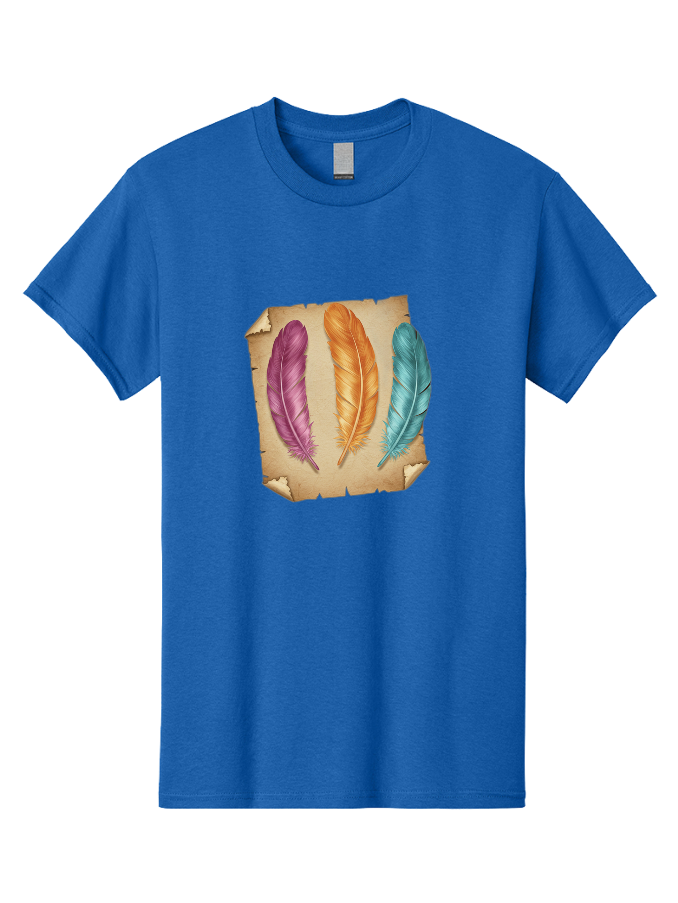 Purple-Orange-Blue-Feather Men'S Graphic Tee, 100% Cotton, Comfortable Casual Summer Wear, Machine Washable, Vintage Camera, Old Camera, Antique Camera, Black Camera, Classic Photography, Photography Equipment, Nostalgic Device, Film Camera, Baj206