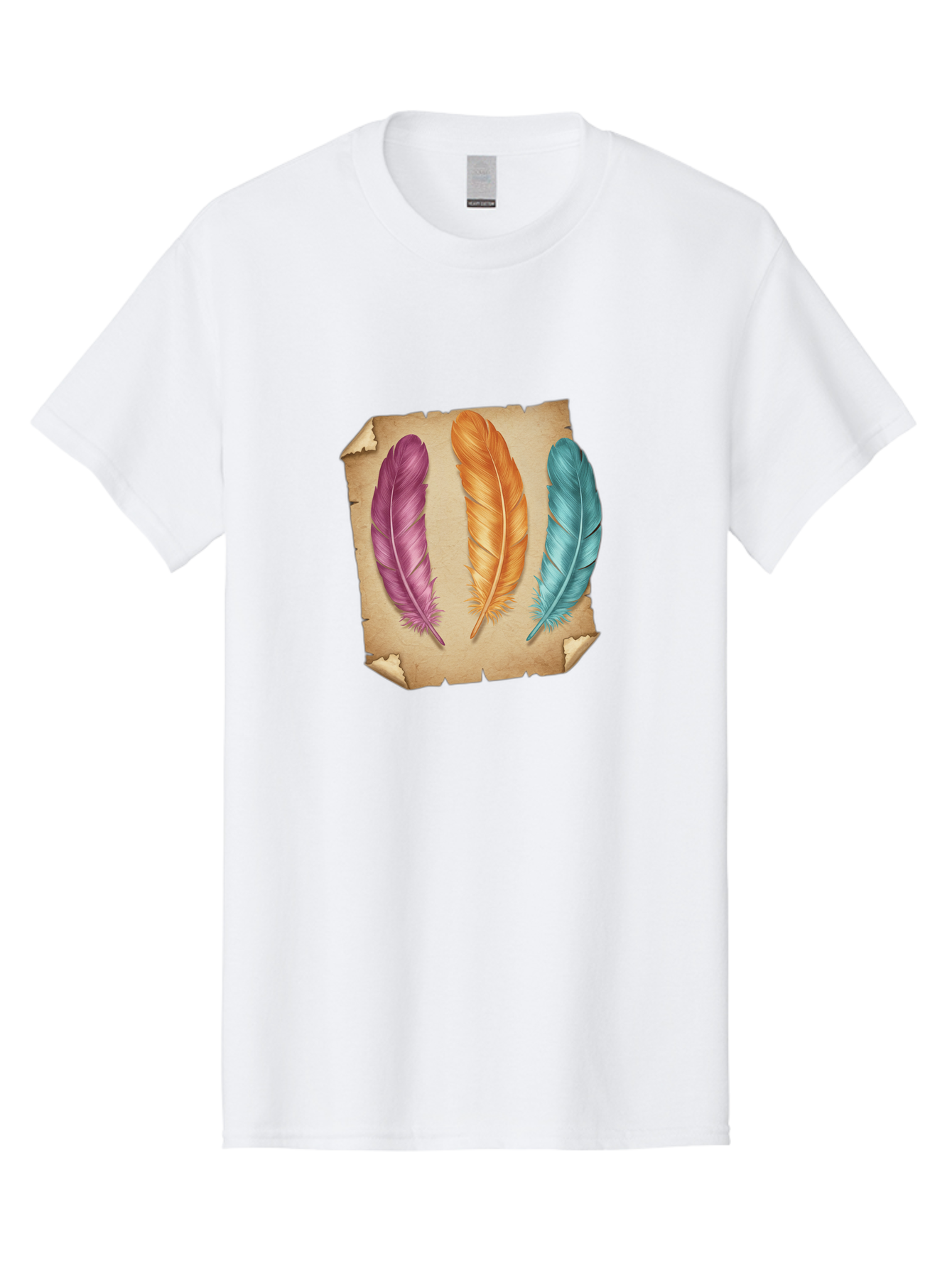Purple-Orange-Blue-Feather Men'S Graphic Tee, 100% Cotton, Comfortable Casual Summer Wear, Machine Washable, Vintage Camera, Old Camera, Antique Camera, Black Camera, Classic Photography, Photography Equipment, Nostalgic Device, Film Camera, Baj206