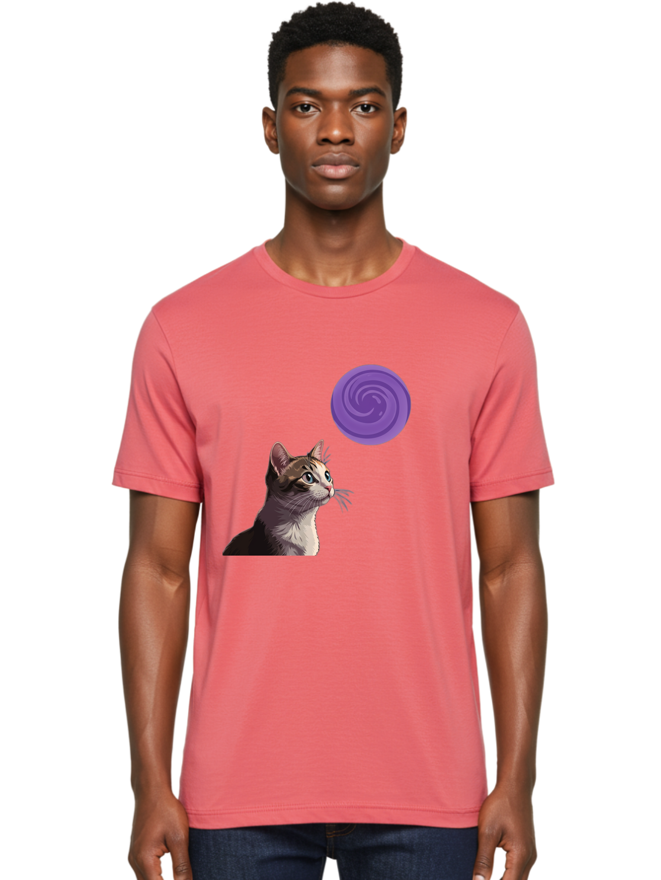 Purple-Swirl-Cat Men'S Graphic Tee, 100% Cotton, Comfortable Casual Summer Wear, Machine Washable, Vintage Camera, Old Camera, Antique Camera, Black Camera, Classic Photography, Photography Equipment, Nostalgic Device, Film Camera, Camera Art Baj207