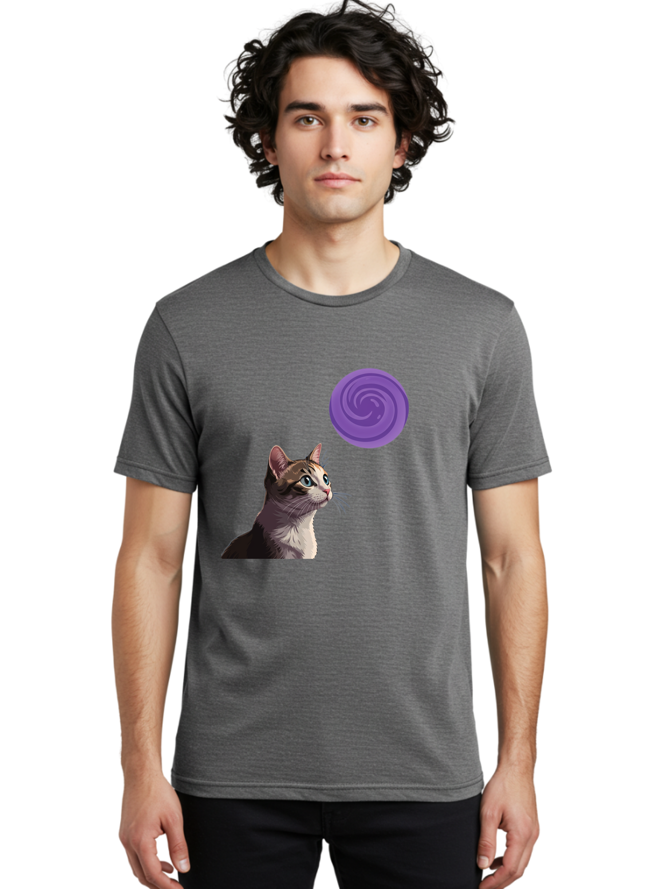 Purple-Swirl-Cat Men'S Graphic Tee, 100% Cotton, Comfortable Casual Summer Wear, Machine Washable, Vintage Camera, Old Camera, Antique Camera, Black Camera, Classic Photography, Photography Equipment, Nostalgic Device, Film Camera, Camera Art Baj207