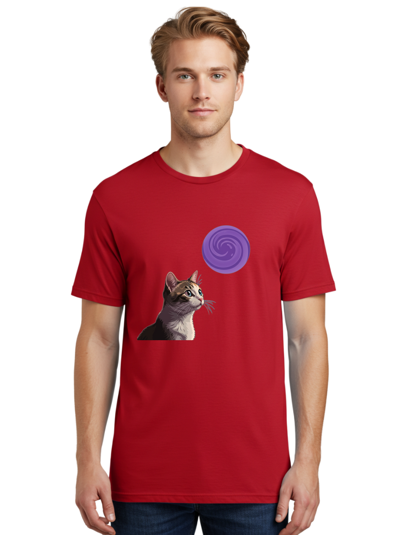 Purple-Swirl-Cat Men'S Graphic Tee, 100% Cotton, Comfortable Casual Summer Wear, Machine Washable, Vintage Camera, Old Camera, Antique Camera, Black Camera, Classic Photography, Photography Equipment, Nostalgic Device, Film Camera, Camera Art Baj207