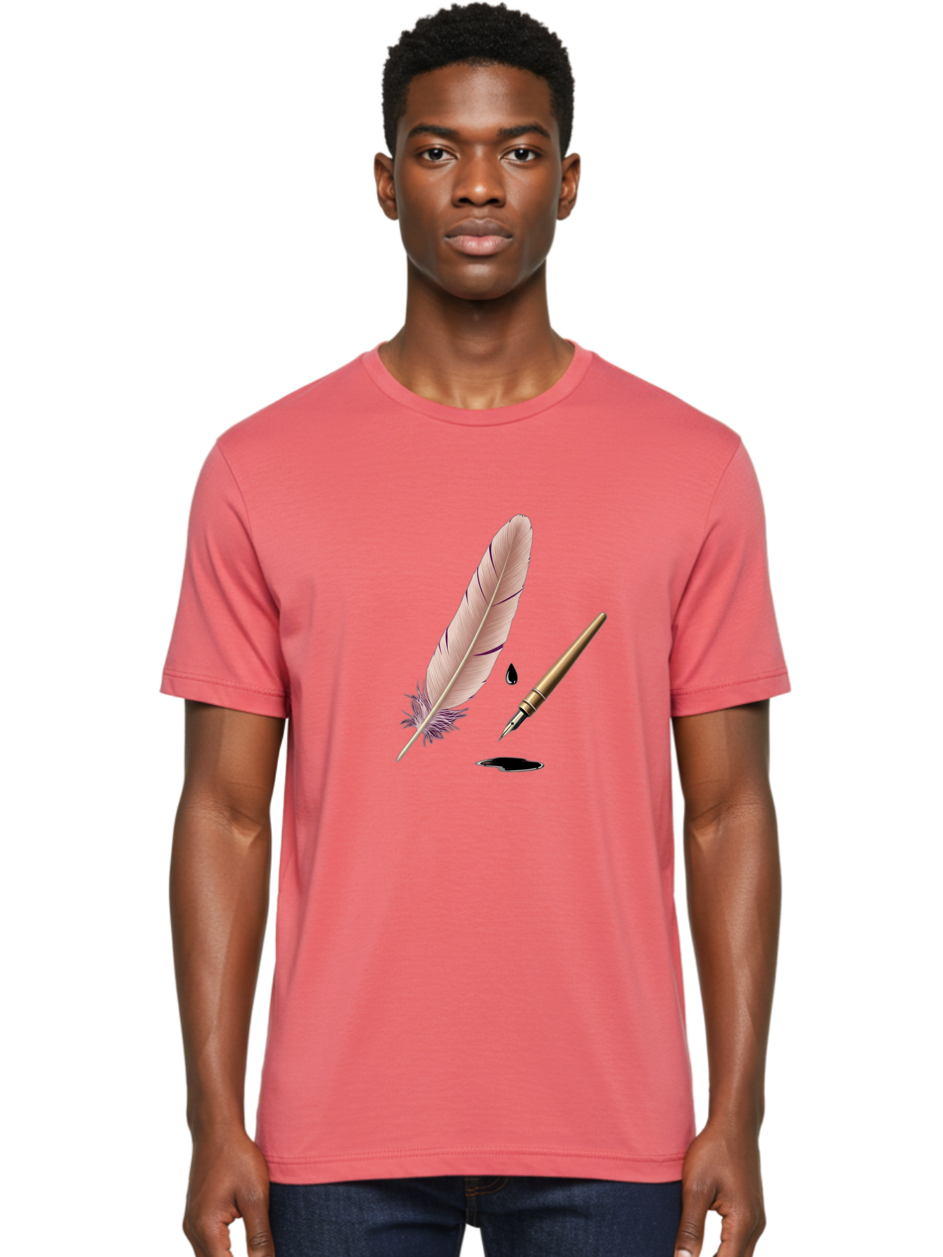 Quill-Pen-1 Men'S Graphic Tee, 100% Cotton, Comfortable Casual Summer Wear, Machine Washable, Vintage Camera, Old Camera, Antique Camera, Black Camera, Classic Photography, Photography Equipment, Nostalgic Device, Film Camera, Camera Art Baj212
