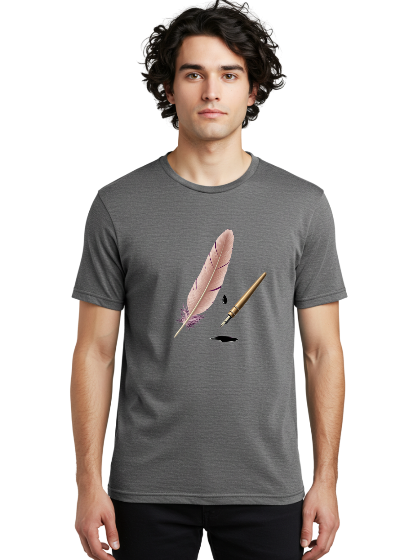 Quill-Pen-1 Men'S Graphic Tee, 100% Cotton, Comfortable Casual Summer Wear, Machine Washable, Vintage Camera, Old Camera, Antique Camera, Black Camera, Classic Photography, Photography Equipment, Nostalgic Device, Film Camera, Camera Art Baj212