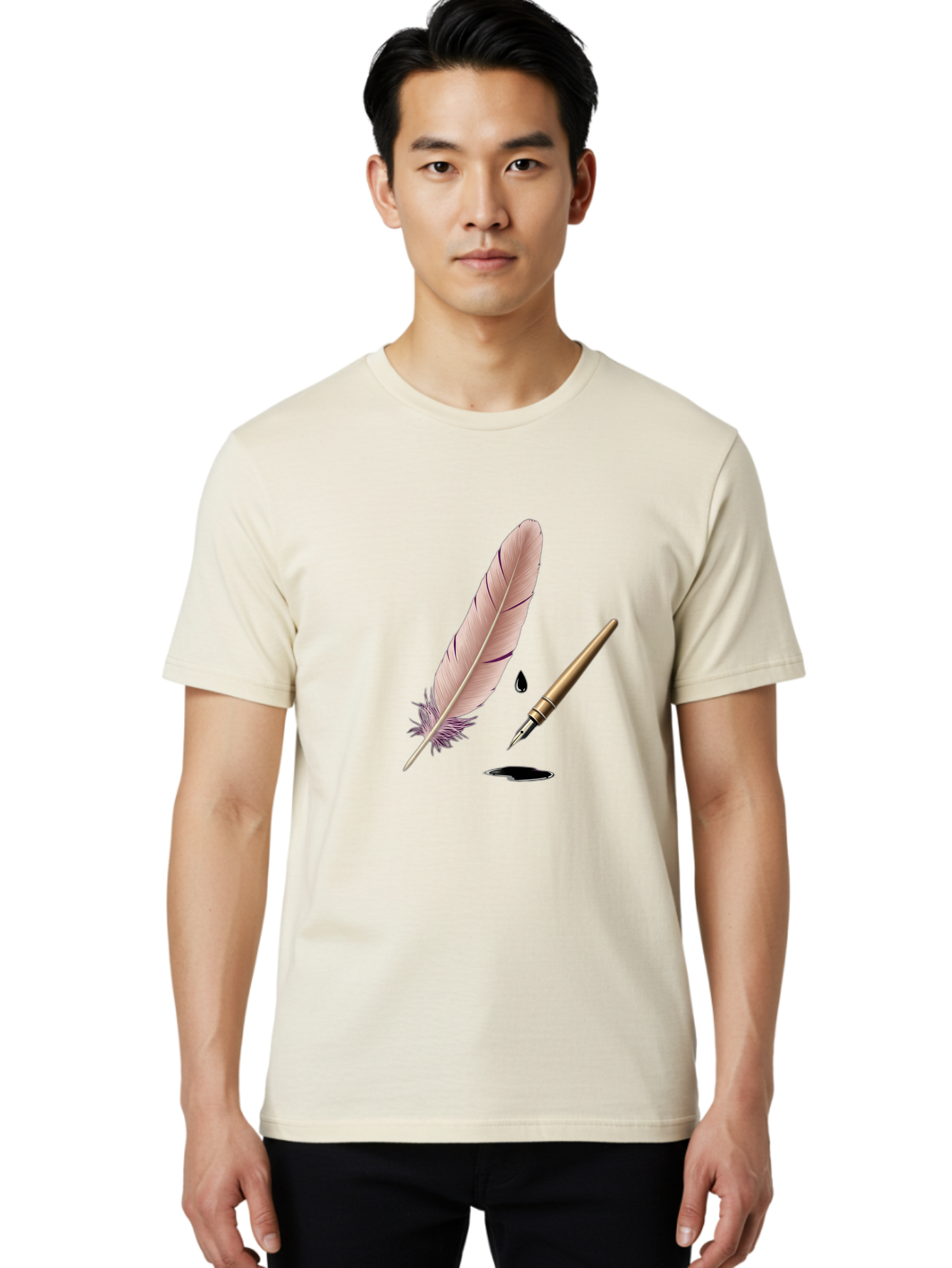 Quill-Pen-1 Men'S Graphic Tee, 100% Cotton, Comfortable Casual Summer Wear, Machine Washable, Vintage Camera, Old Camera, Antique Camera, Black Camera, Classic Photography, Photography Equipment, Nostalgic Device, Film Camera, Camera Art Baj212