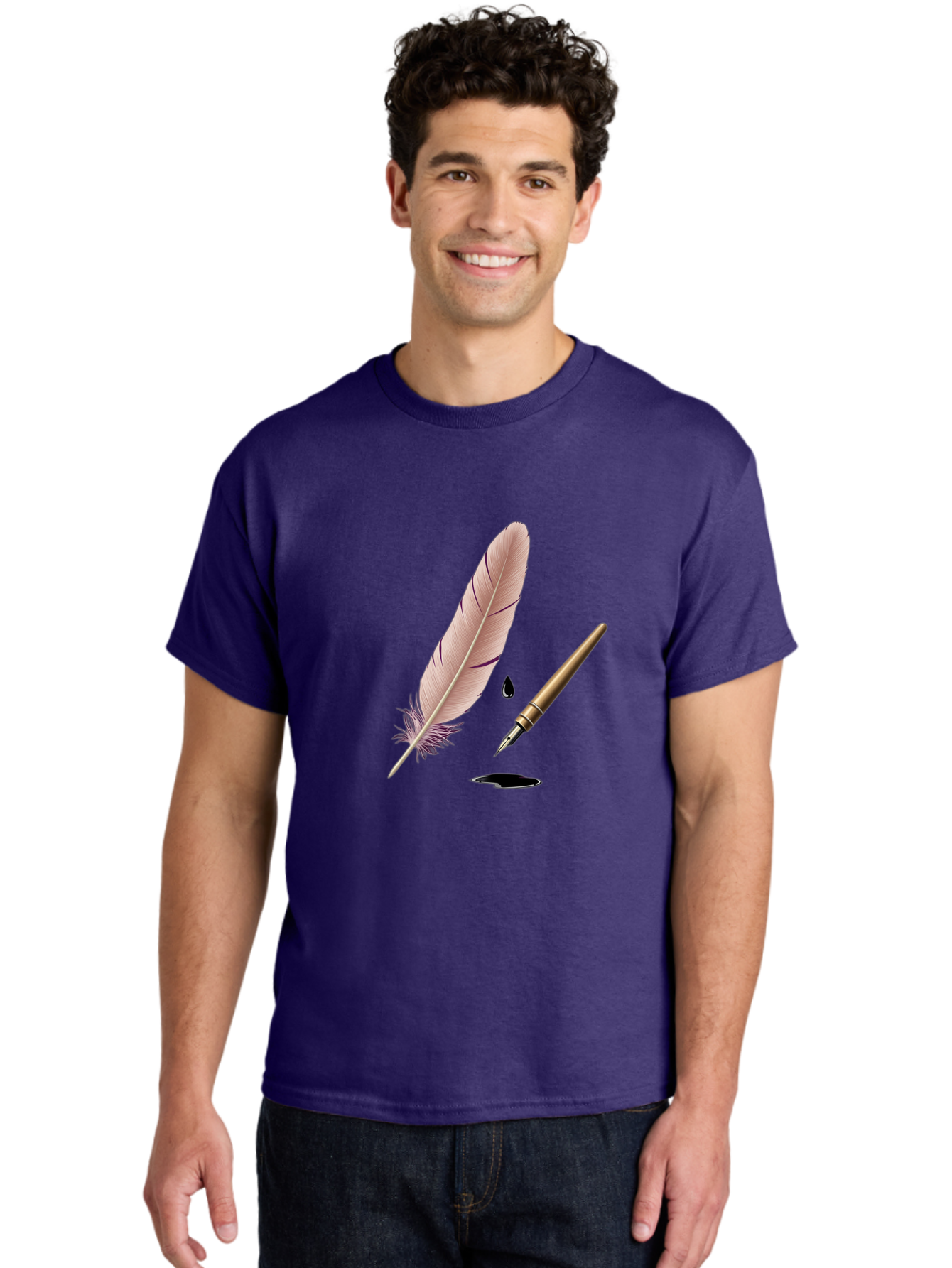 Quill-Pen-1 Men'S Graphic Tee, 100% Cotton, Comfortable Casual Summer Wear, Machine Washable, Vintage Camera, Old Camera, Antique Camera, Black Camera, Classic Photography, Photography Equipment, Nostalgic Device, Film Camera, Camera Art Baj212