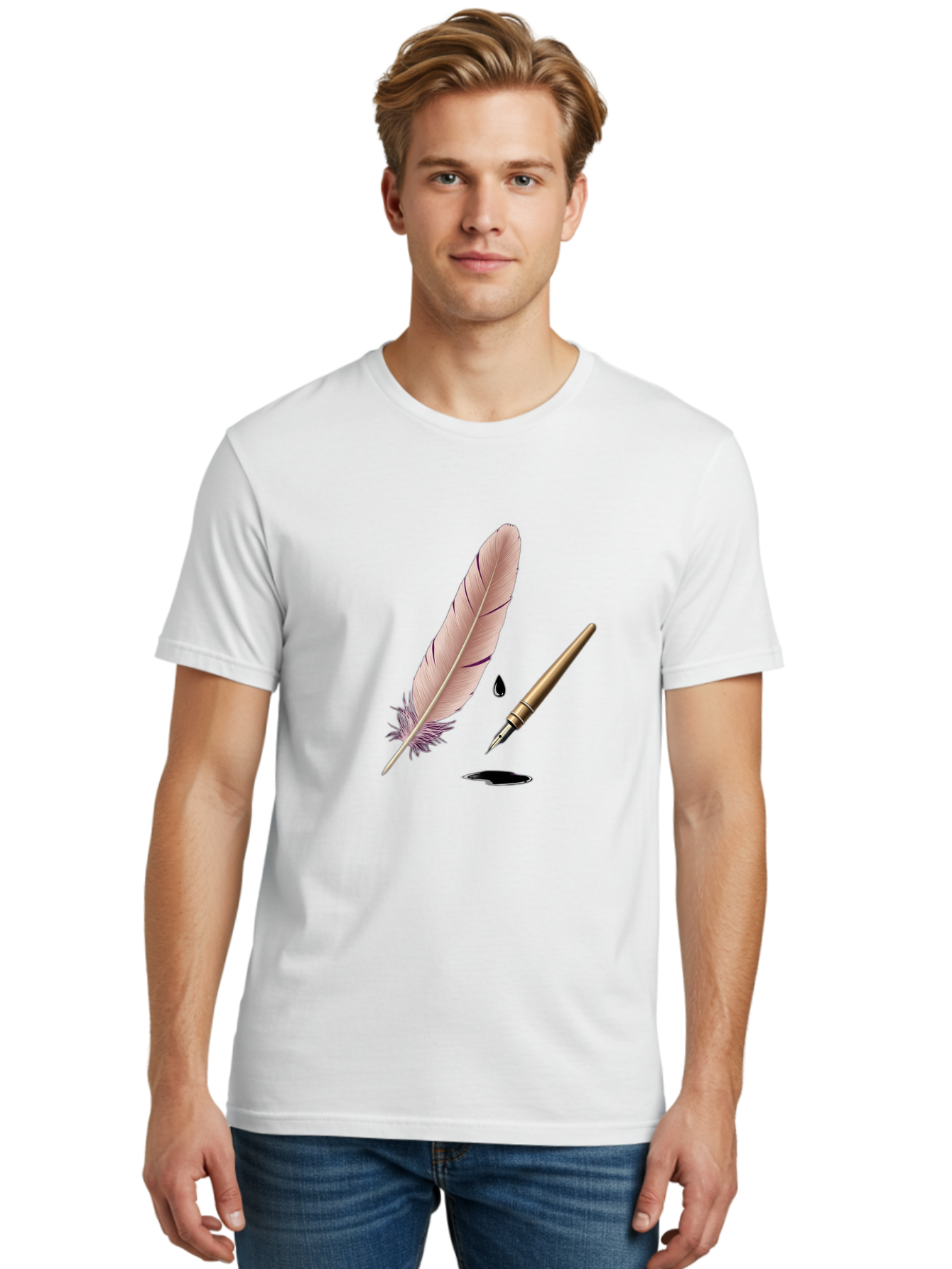 Quill-Pen-1 Men'S Graphic Tee, 100% Cotton, Comfortable Casual Summer Wear, Machine Washable, Vintage Camera, Old Camera, Antique Camera, Black Camera, Classic Photography, Photography Equipment, Nostalgic Device, Film Camera, Camera Art Baj212