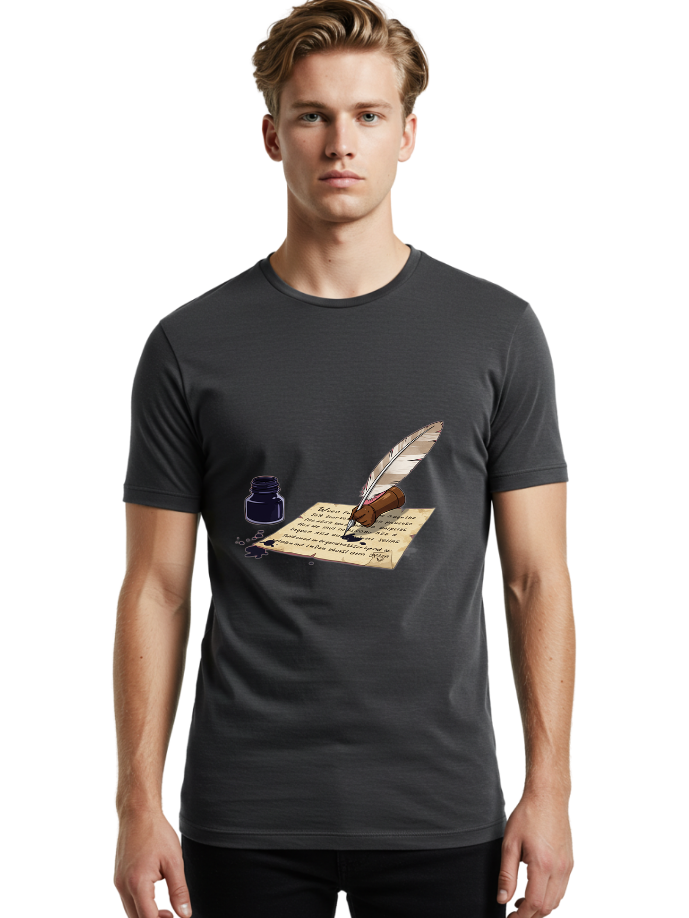 Quill-Pen-And-Ink Men'S Graphic Tee, 100% Cotton, Comfortable Casual Summer Wear, Machine Washable, Vintage Camera, Old Camera, Antique Camera, Black Camera, Classic Photography, Photography Equipment, Nostalgic Device, Film Camera, Camera Art Baj213
