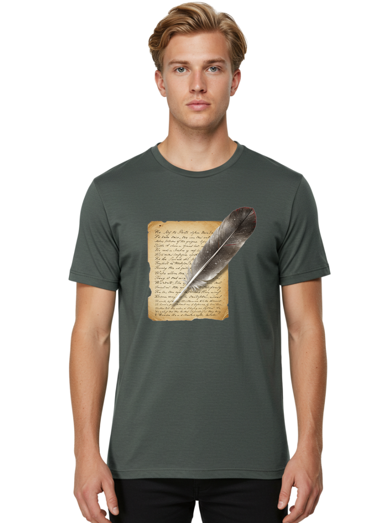 Quill-Pen-On-Parchment Men'S Graphic Tee, 100% Cotton, Comfortable Casual Summer Wear, Machine Washable, Vintage Camera, Old Camera, Antique Camera, Black Camera, Classic Photography, Photography Equipment, Nostalgic Device, Film Camera, Baj214