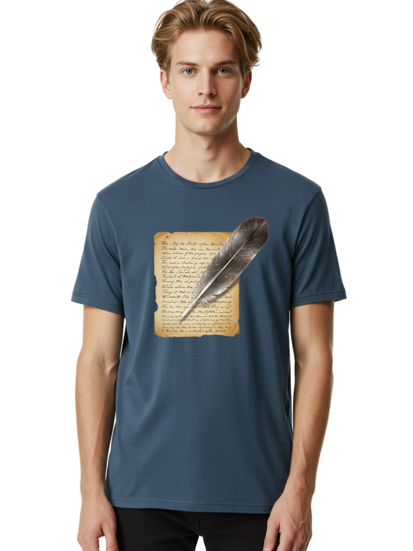 Quill-Pen-On-Parchment Men'S Graphic Tee, 100% Cotton, Comfortable Casual Summer Wear, Machine Washable, Vintage Camera, Old Camera, Antique Camera, Black Camera, Classic Photography, Photography Equipment, Nostalgic Device, Film Camera, Baj214
