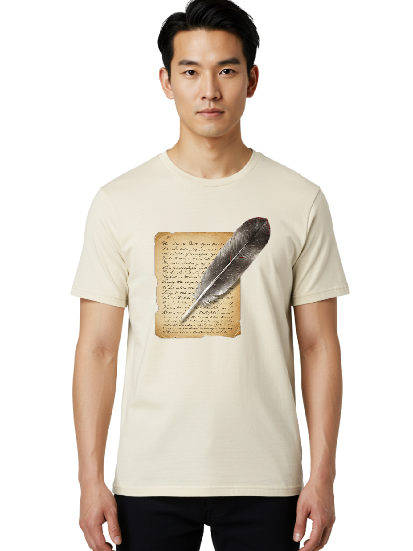 Quill-Pen-On-Parchment Men'S Graphic Tee, 100% Cotton, Comfortable Casual Summer Wear, Machine Washable, Vintage Camera, Old Camera, Antique Camera, Black Camera, Classic Photography, Photography Equipment, Nostalgic Device, Film Camera, Baj214