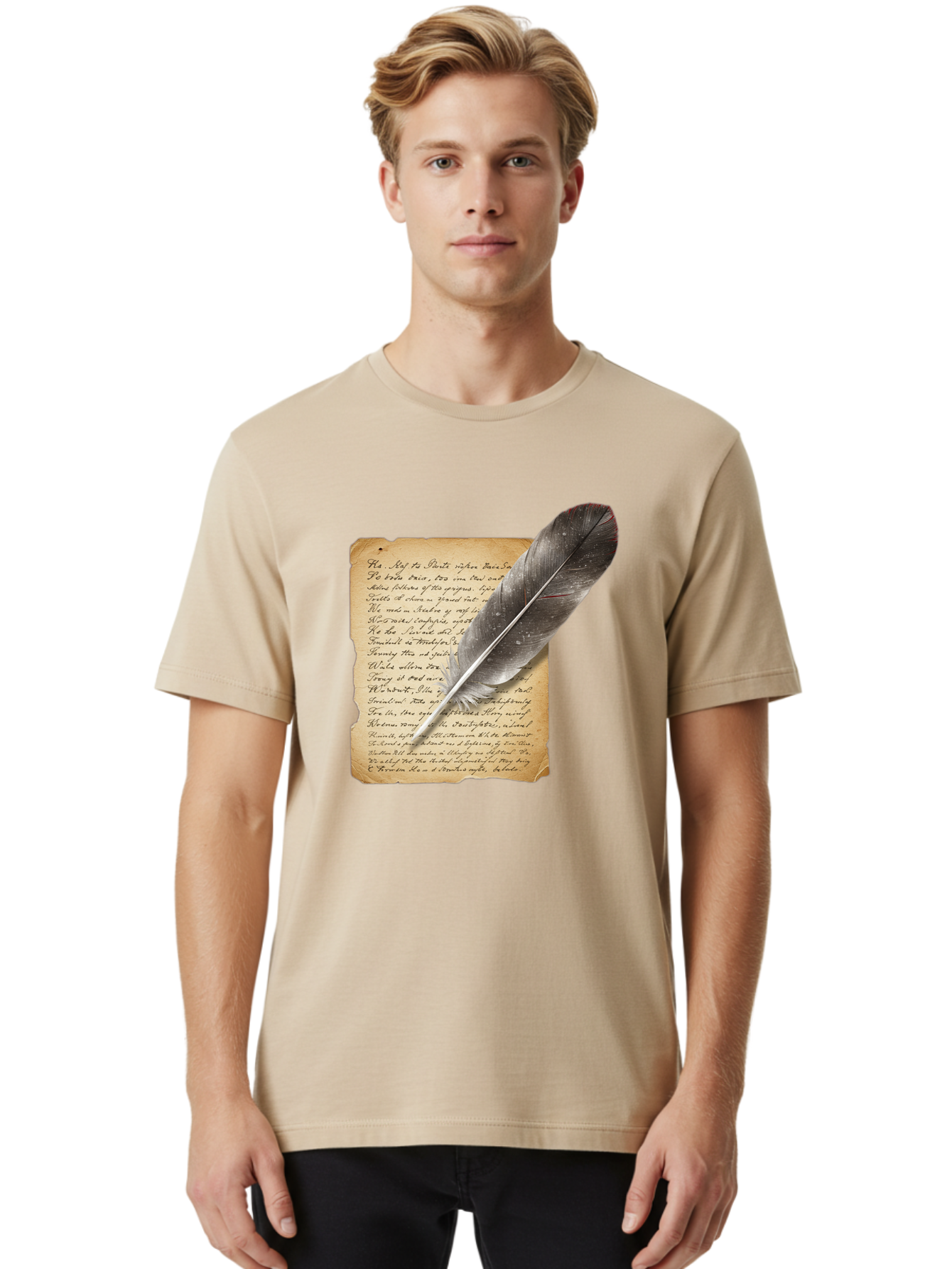 Quill-Pen-On-Parchment Men'S Graphic Tee, 100% Cotton, Comfortable Casual Summer Wear, Machine Washable, Vintage Camera, Old Camera, Antique Camera, Black Camera, Classic Photography, Photography Equipment, Nostalgic Device, Film Camera, Baj214