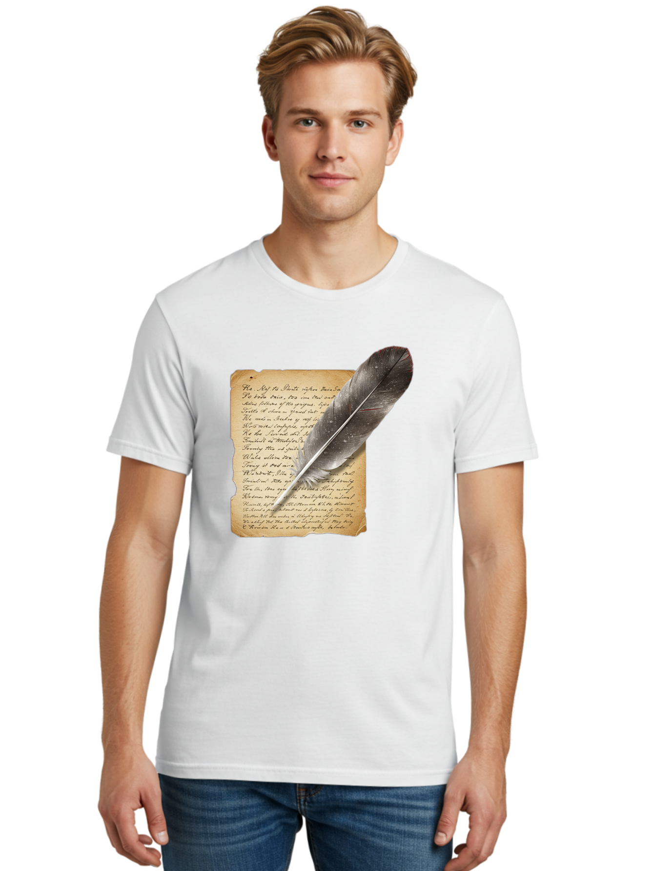 Quill-Pen-On-Parchment Men'S Graphic Tee, 100% Cotton, Comfortable Casual Summer Wear, Machine Washable, Vintage Camera, Old Camera, Antique Camera, Black Camera, Classic Photography, Photography Equipment, Nostalgic Device, Film Camera, Baj214