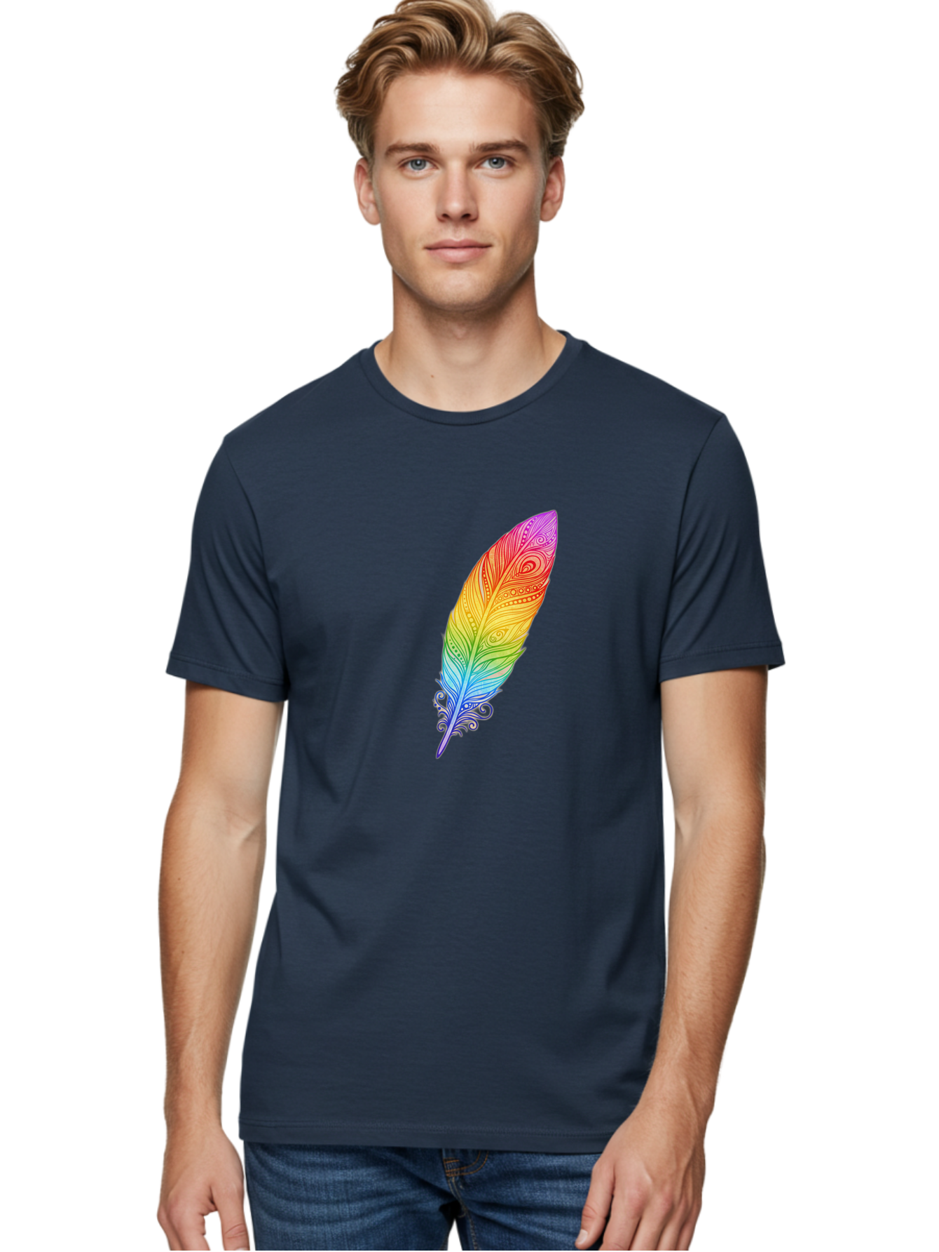 Rainbow-Feather-1 Men'S Graphic Tee, 100% Cotton, Comfortable Casual Summer Wear, Machine Washable, Vintage Camera, Old Camera, Antique Camera, Black Camera, Classic Photography, Photography Equipment, Nostalgic Device, Film Camera, Camera Art Baj217
