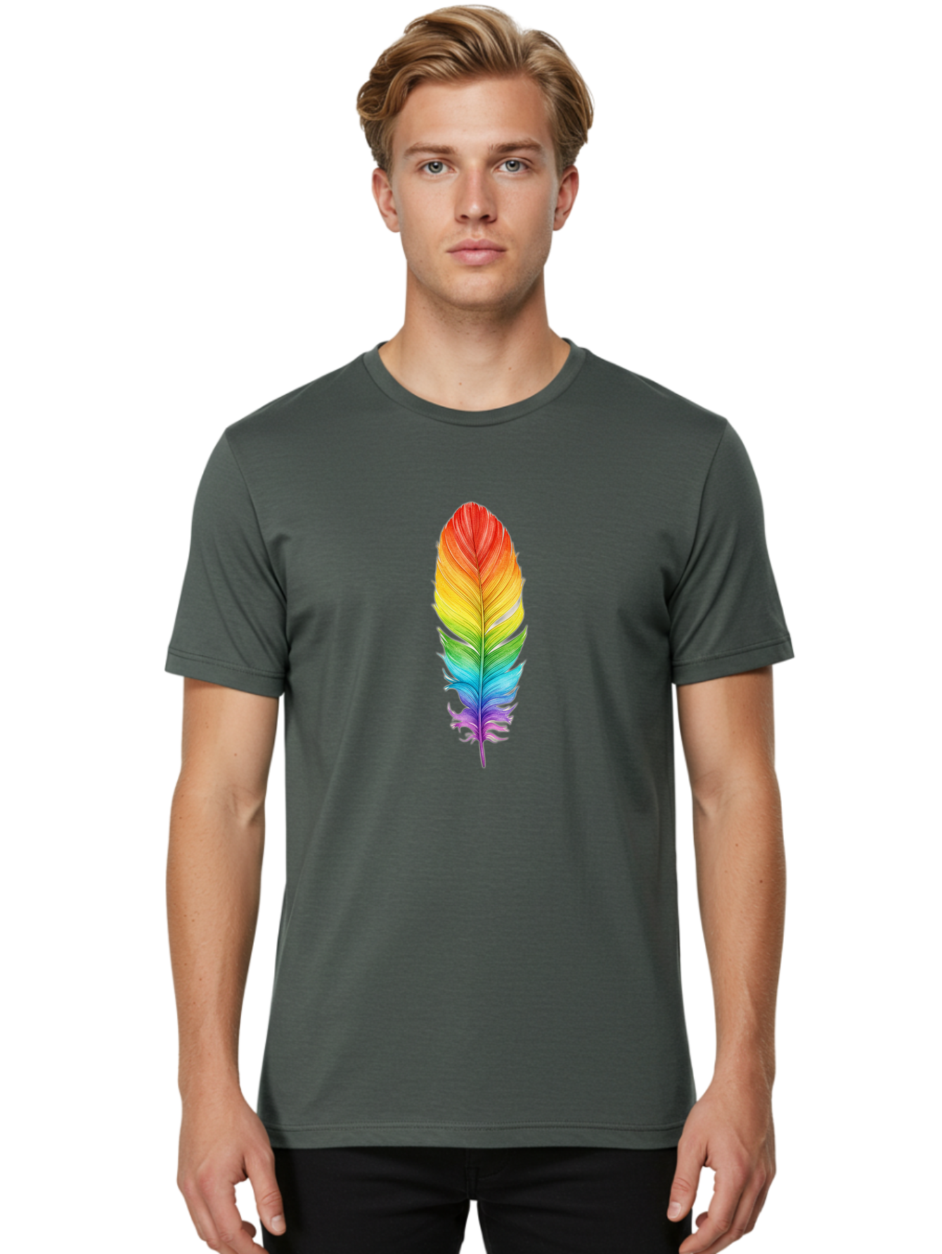 Rainbow-Feather-10 Men'S Graphic Tee, 100% Cotton, Comfortable Casual Summer Wear, Machine Washable, Vintage Camera, Old Camera, Antique Camera, Black Camera, Classic Photography, Photography Equipment, Nostalgic Device, Film Camera, Baj218