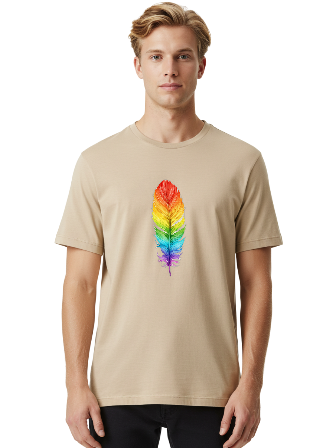 Rainbow-Feather-10 Men'S Graphic Tee, 100% Cotton, Comfortable Casual Summer Wear, Machine Washable, Vintage Camera, Old Camera, Antique Camera, Black Camera, Classic Photography, Photography Equipment, Nostalgic Device, Film Camera, Baj218