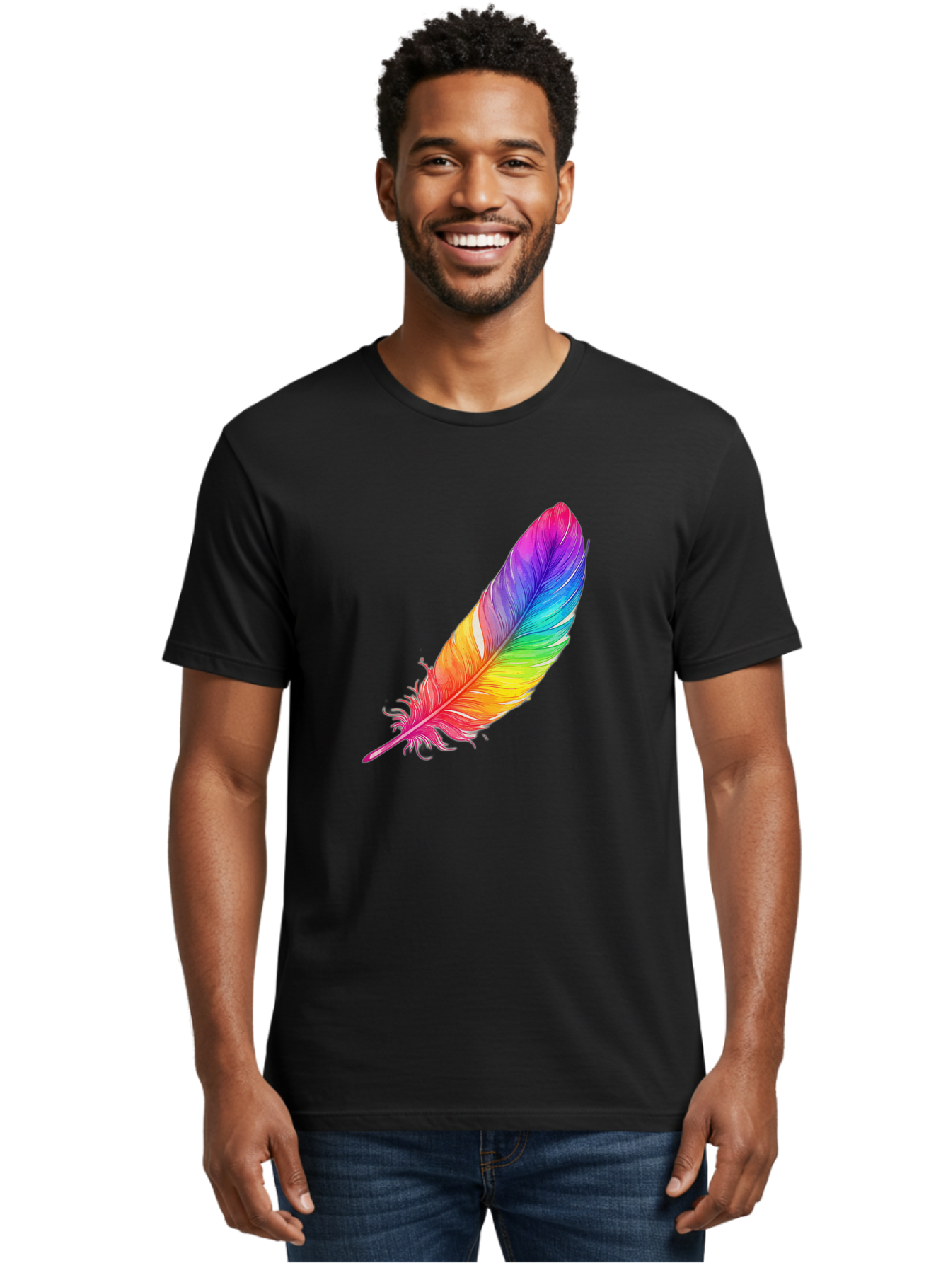 Rainbow-Feather-11 Men'S Graphic Tee, 100% Cotton, Comfortable Casual Summer Wear, Machine Washable, Vintage Camera, Old Camera, Antique Camera, Black Camera, Classic Photography, Photography Equipment, Nostalgic Device, Film Camera, Baj219