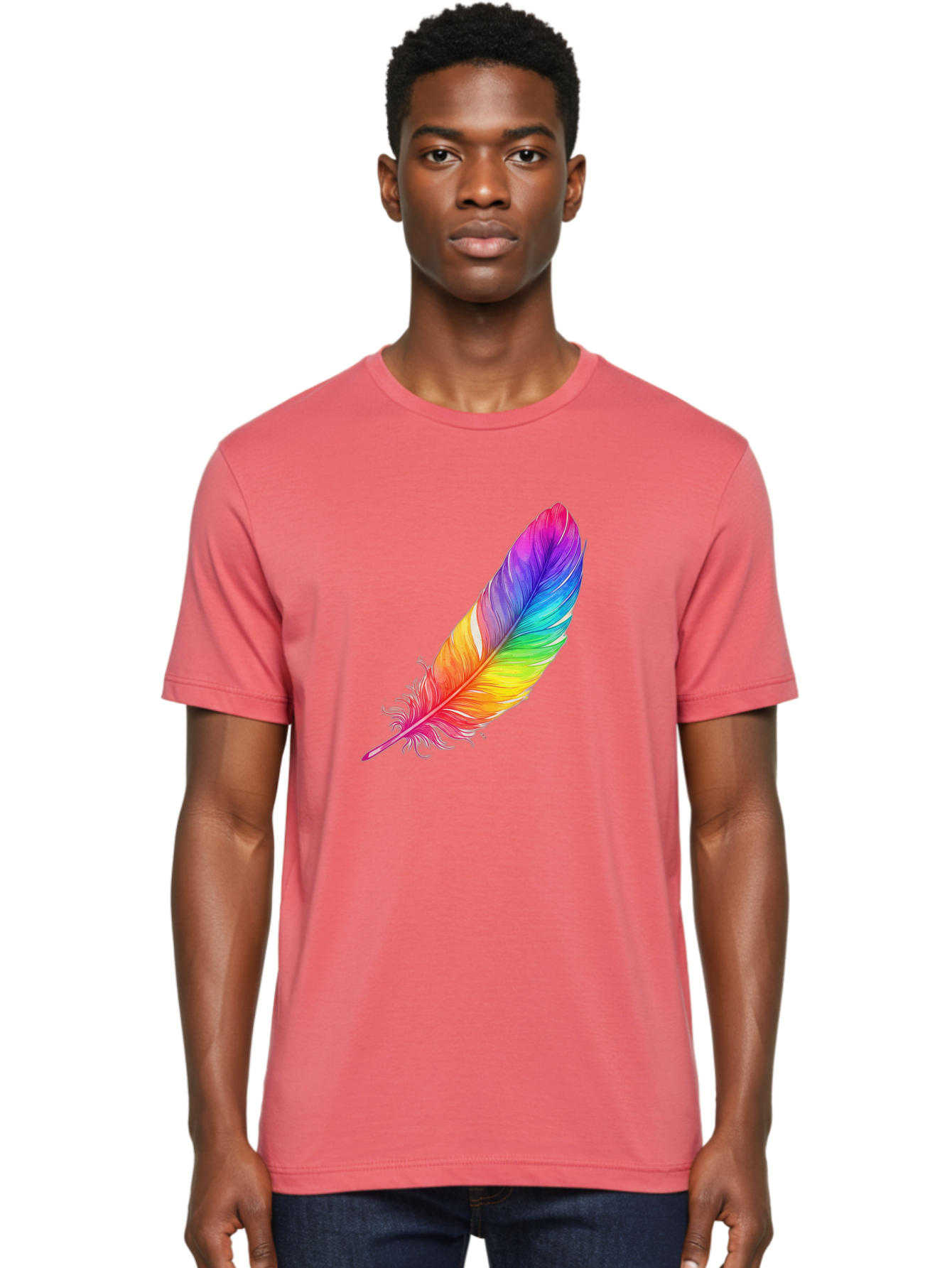 Rainbow-Feather-11 Men'S Graphic Tee, 100% Cotton, Comfortable Casual Summer Wear, Machine Washable, Vintage Camera, Old Camera, Antique Camera, Black Camera, Classic Photography, Photography Equipment, Nostalgic Device, Film Camera, Baj219