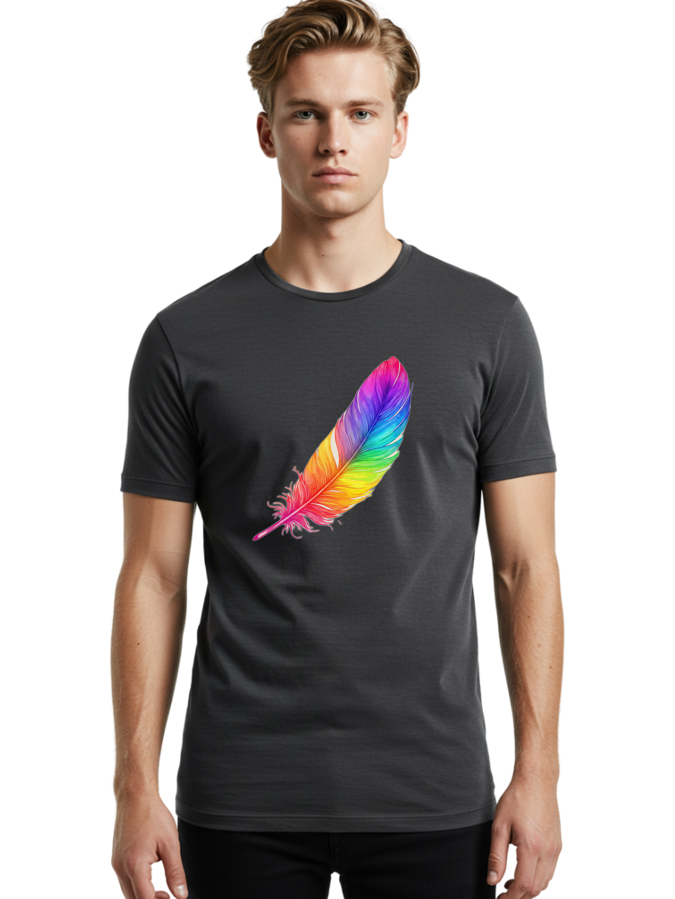 Rainbow-Feather-11 Men'S Graphic Tee, 100% Cotton, Comfortable Casual Summer Wear, Machine Washable, Vintage Camera, Old Camera, Antique Camera, Black Camera, Classic Photography, Photography Equipment, Nostalgic Device, Film Camera, Baj219