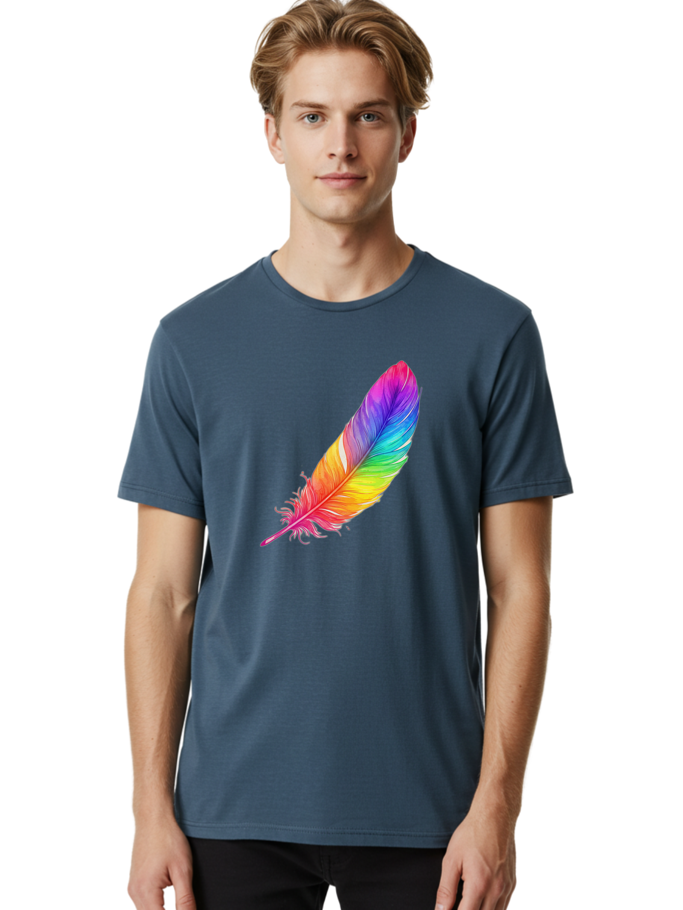 Rainbow-Feather-11 Men'S Graphic Tee, 100% Cotton, Comfortable Casual Summer Wear, Machine Washable, Vintage Camera, Old Camera, Antique Camera, Black Camera, Classic Photography, Photography Equipment, Nostalgic Device, Film Camera, Baj219