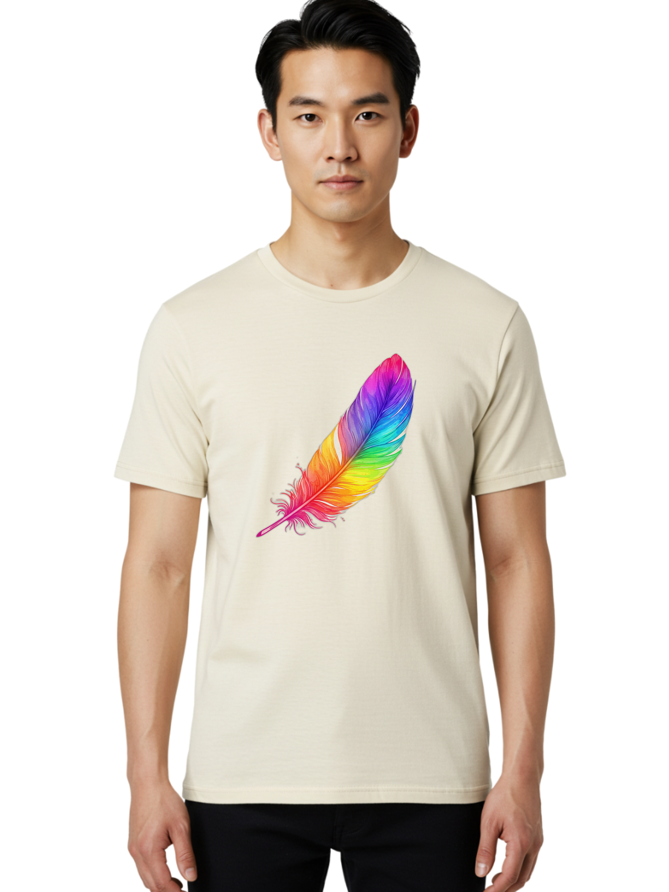 Rainbow-Feather-11 Men'S Graphic Tee, 100% Cotton, Comfortable Casual Summer Wear, Machine Washable, Vintage Camera, Old Camera, Antique Camera, Black Camera, Classic Photography, Photography Equipment, Nostalgic Device, Film Camera, Baj219