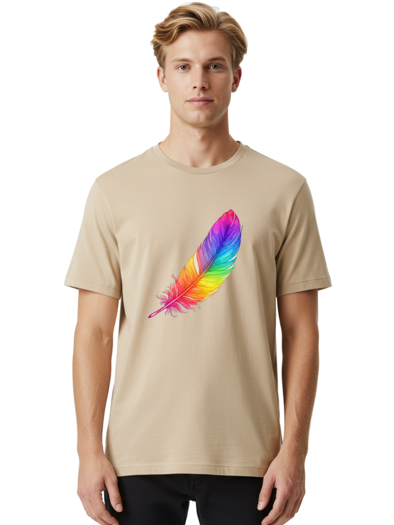 Rainbow-Feather-11 Men'S Graphic Tee, 100% Cotton, Comfortable Casual Summer Wear, Machine Washable, Vintage Camera, Old Camera, Antique Camera, Black Camera, Classic Photography, Photography Equipment, Nostalgic Device, Film Camera, Baj219