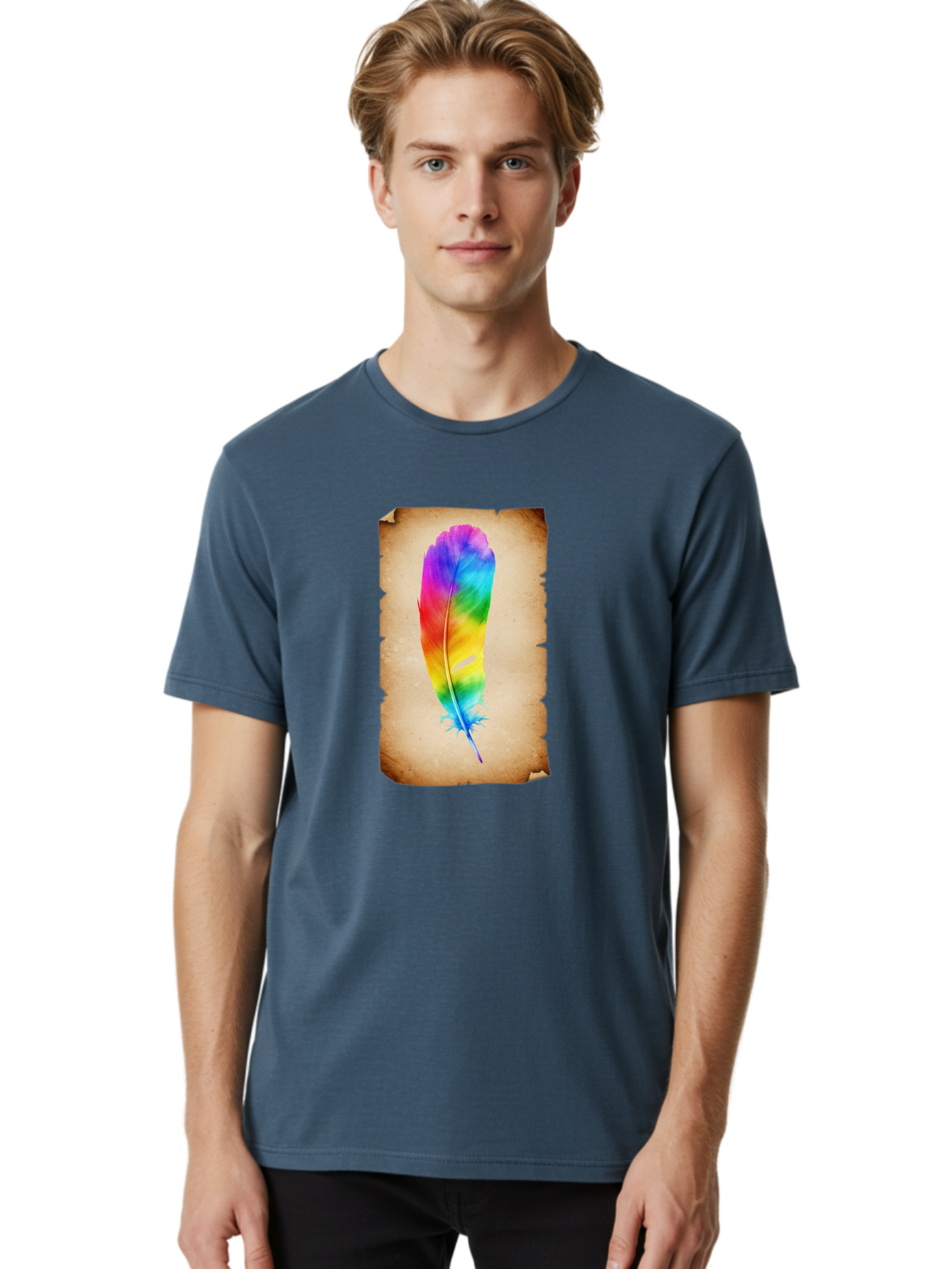 Rainbow-Feather-12 Men'S Graphic Tee, 100% Cotton, Comfortable Casual Summer Wear, Machine Washable, Vintage Camera, Old Camera, Antique Camera, Black Camera, Classic Photography, Photography Equipment, Nostalgic Device, Film Camera, Baj220
