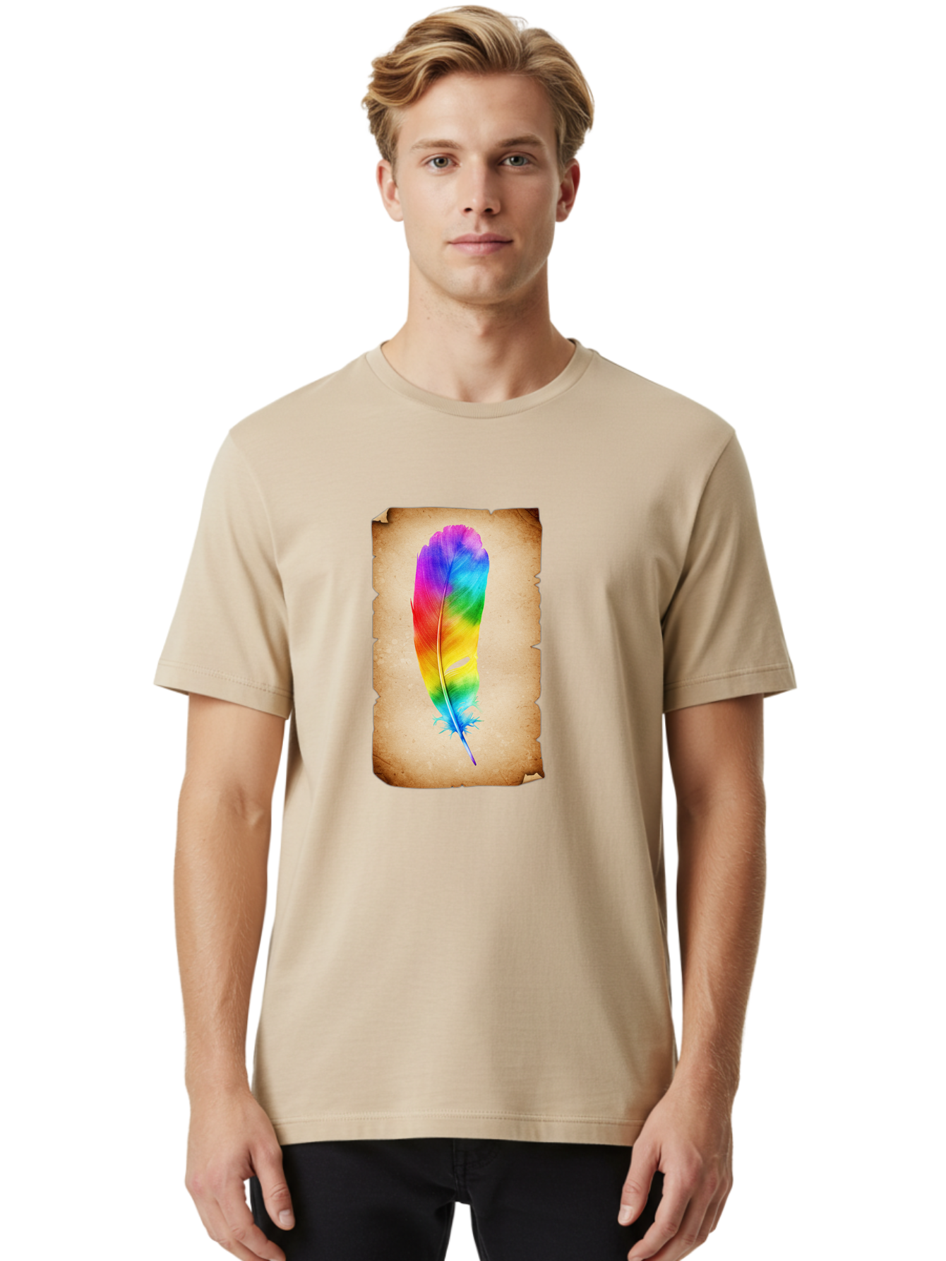 Rainbow-Feather-12 Men'S Graphic Tee, 100% Cotton, Comfortable Casual Summer Wear, Machine Washable, Vintage Camera, Old Camera, Antique Camera, Black Camera, Classic Photography, Photography Equipment, Nostalgic Device, Film Camera, Baj220