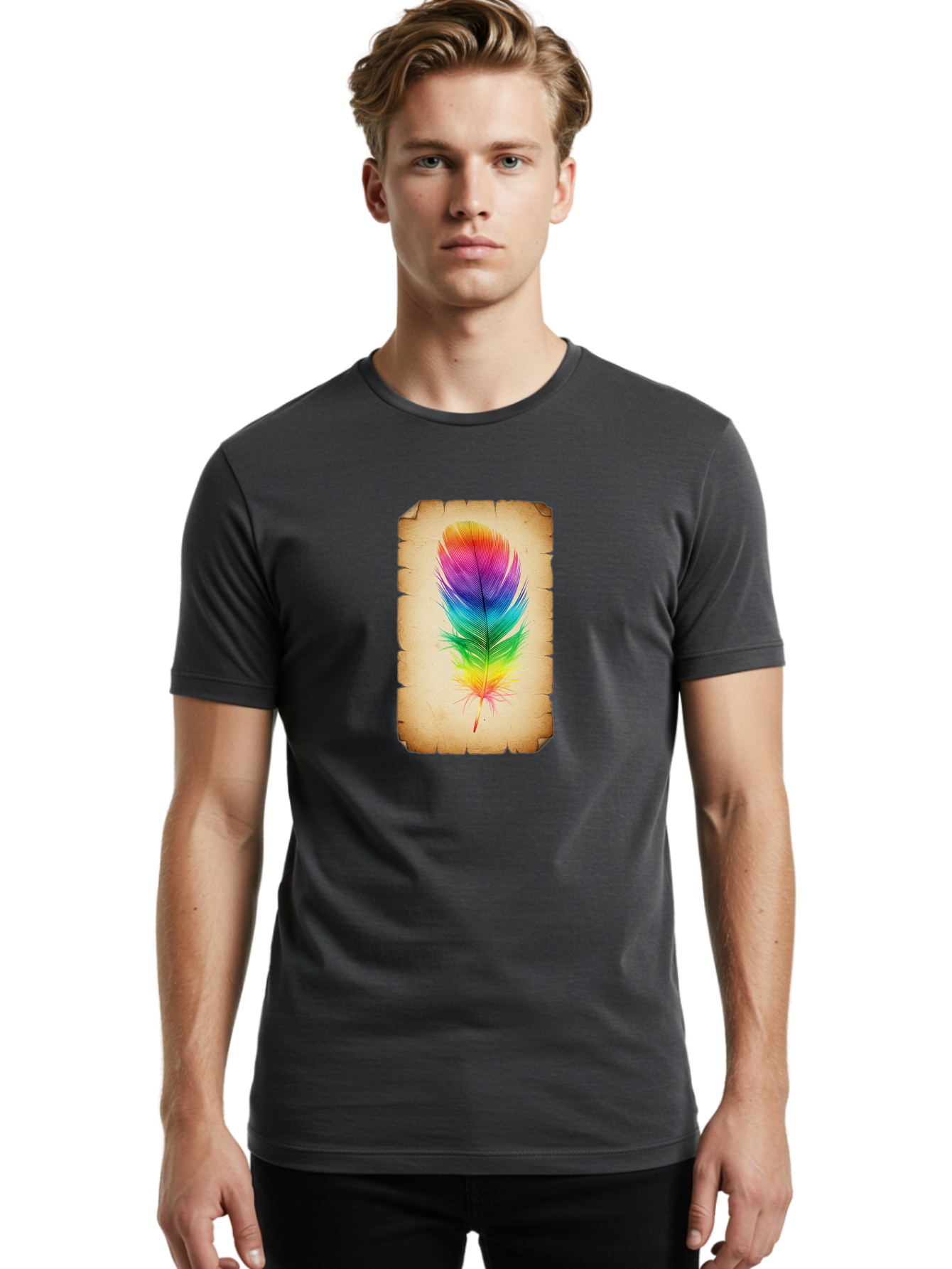 Rainbow-Feather-13 Men'S Graphic Tee, 100% Cotton, Comfortable Casual Summer Wear, Machine Washable, Vintage Camera, Old Camera, Antique Camera, Black Camera, Classic Photography, Photography Equipment, Nostalgic Device, Film Camera, Baj221