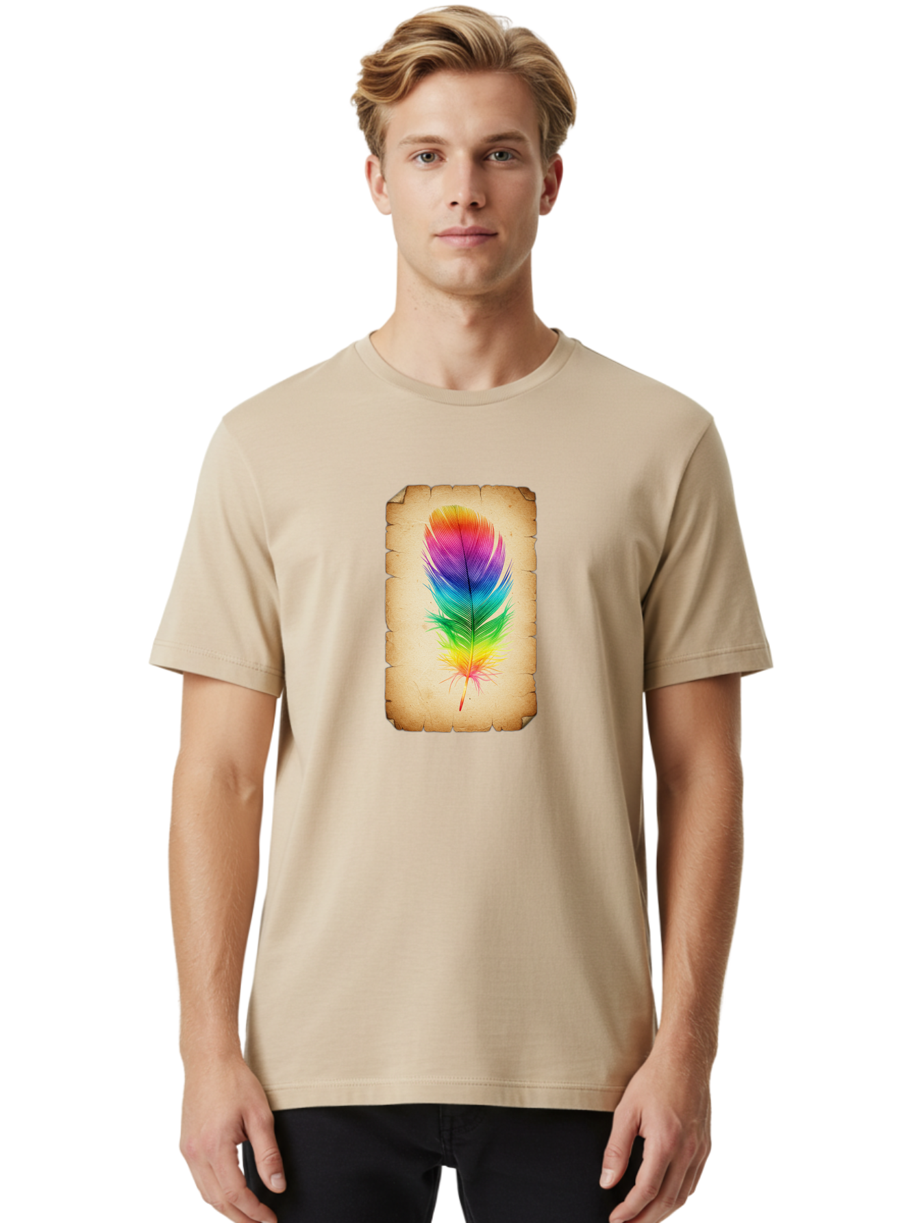 Rainbow-Feather-13 Men'S Graphic Tee, 100% Cotton, Comfortable Casual Summer Wear, Machine Washable, Vintage Camera, Old Camera, Antique Camera, Black Camera, Classic Photography, Photography Equipment, Nostalgic Device, Film Camera, Baj221