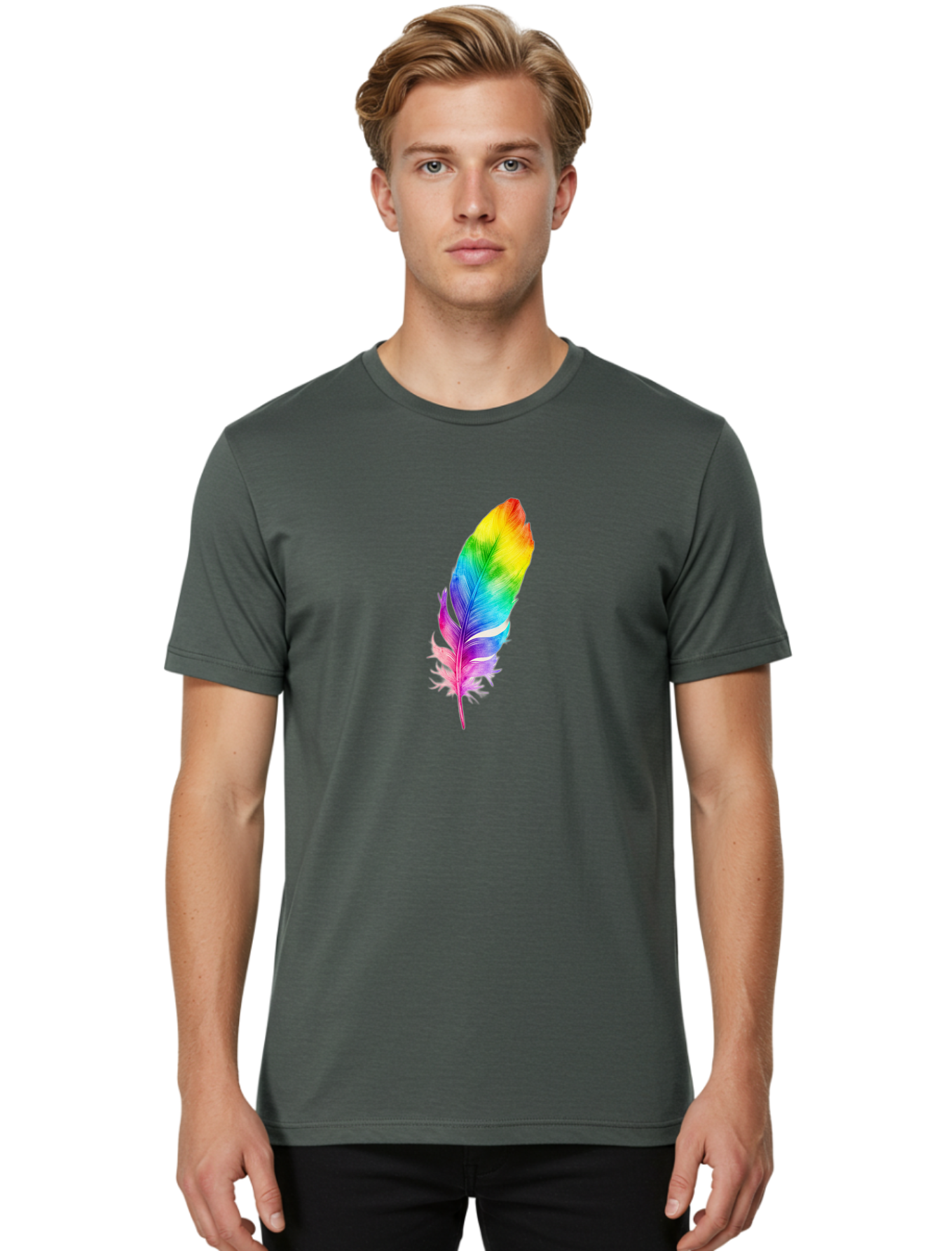 Rainbow-Feather-14 Men'S Graphic Tee, 100% Cotton, Comfortable Casual Summer Wear, Machine Washable, Vintage Camera, Old Camera, Antique Camera, Black Camera, Classic Photography, Photography Equipment, Nostalgic Device, Film Camera, Baj222