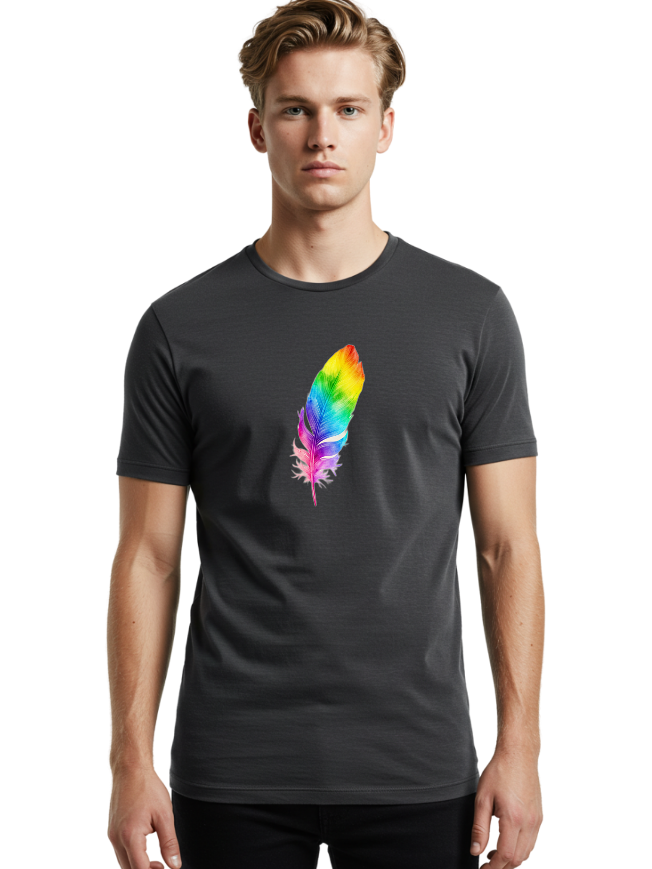 Rainbow-Feather-14 Men'S Graphic Tee, 100% Cotton, Comfortable Casual Summer Wear, Machine Washable, Vintage Camera, Old Camera, Antique Camera, Black Camera, Classic Photography, Photography Equipment, Nostalgic Device, Film Camera, Baj222