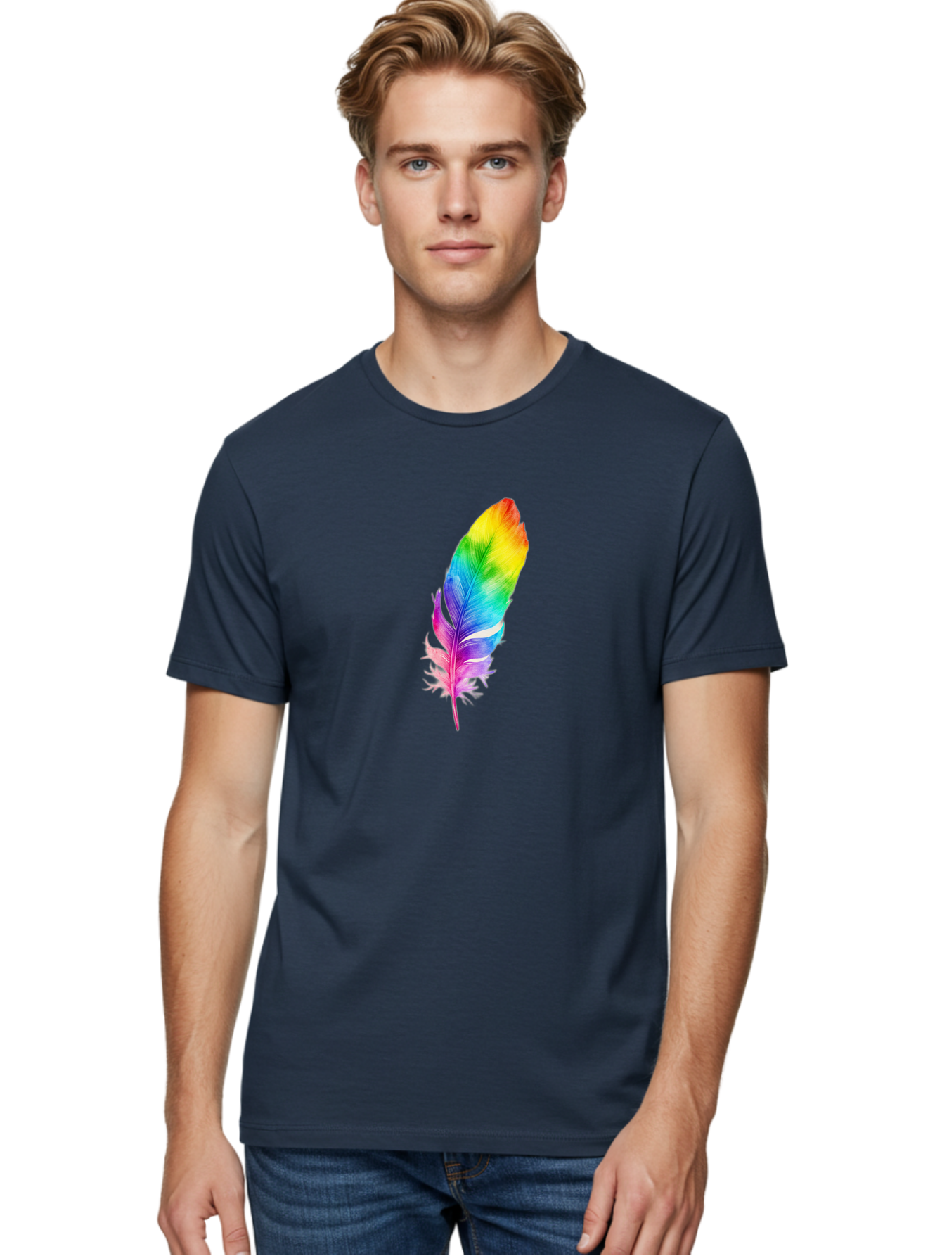 Rainbow-Feather-14 Men'S Graphic Tee, 100% Cotton, Comfortable Casual Summer Wear, Machine Washable, Vintage Camera, Old Camera, Antique Camera, Black Camera, Classic Photography, Photography Equipment, Nostalgic Device, Film Camera, Baj222