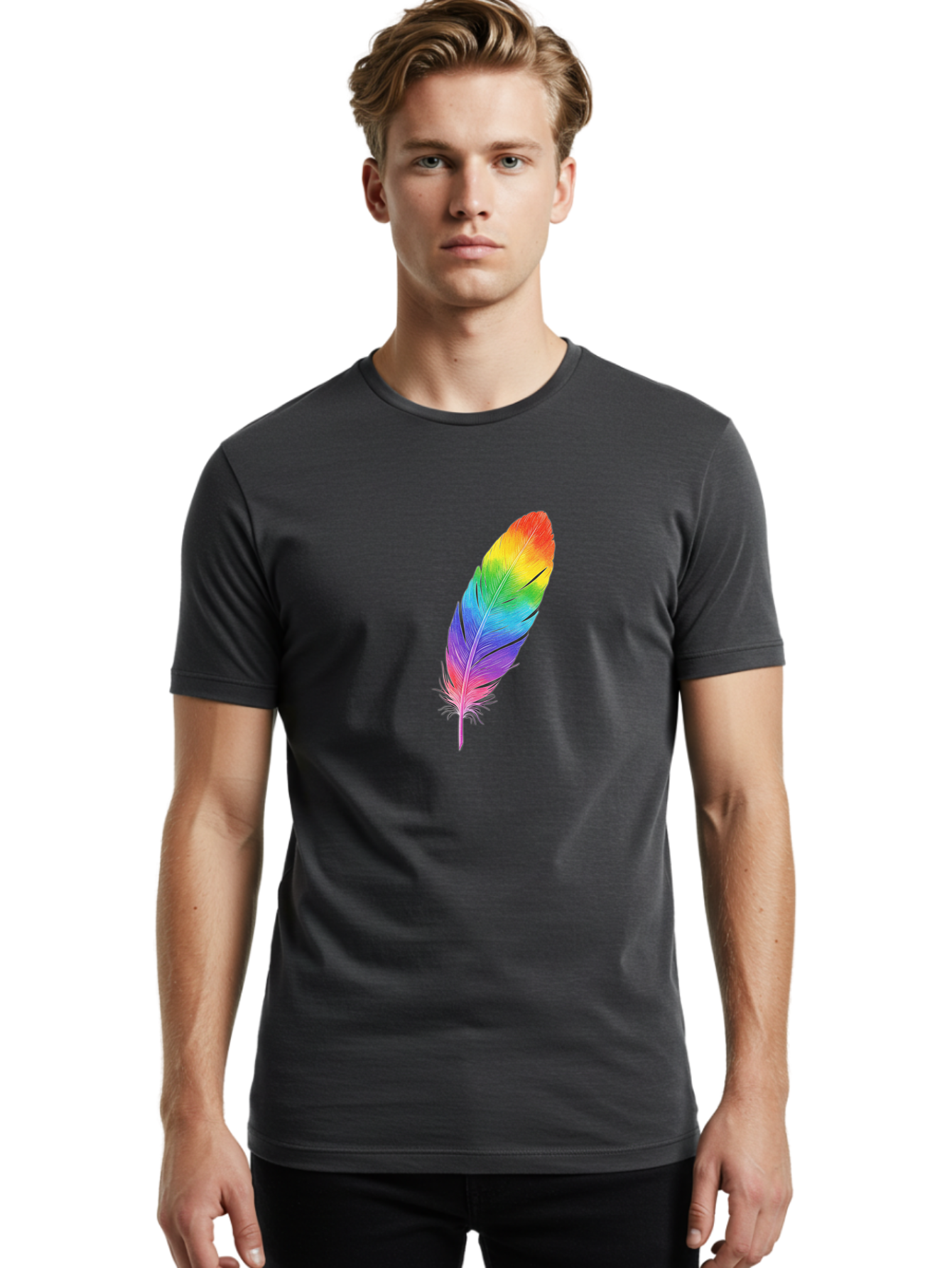 Rainbow-Feather-15 Men'S Graphic Tee, 100% Cotton, Comfortable Casual Summer Wear, Machine Washable, Vintage Camera, Old Camera, Antique Camera, Black Camera, Classic Photography, Photography Equipment, Nostalgic Device, Film Camera, Baj223