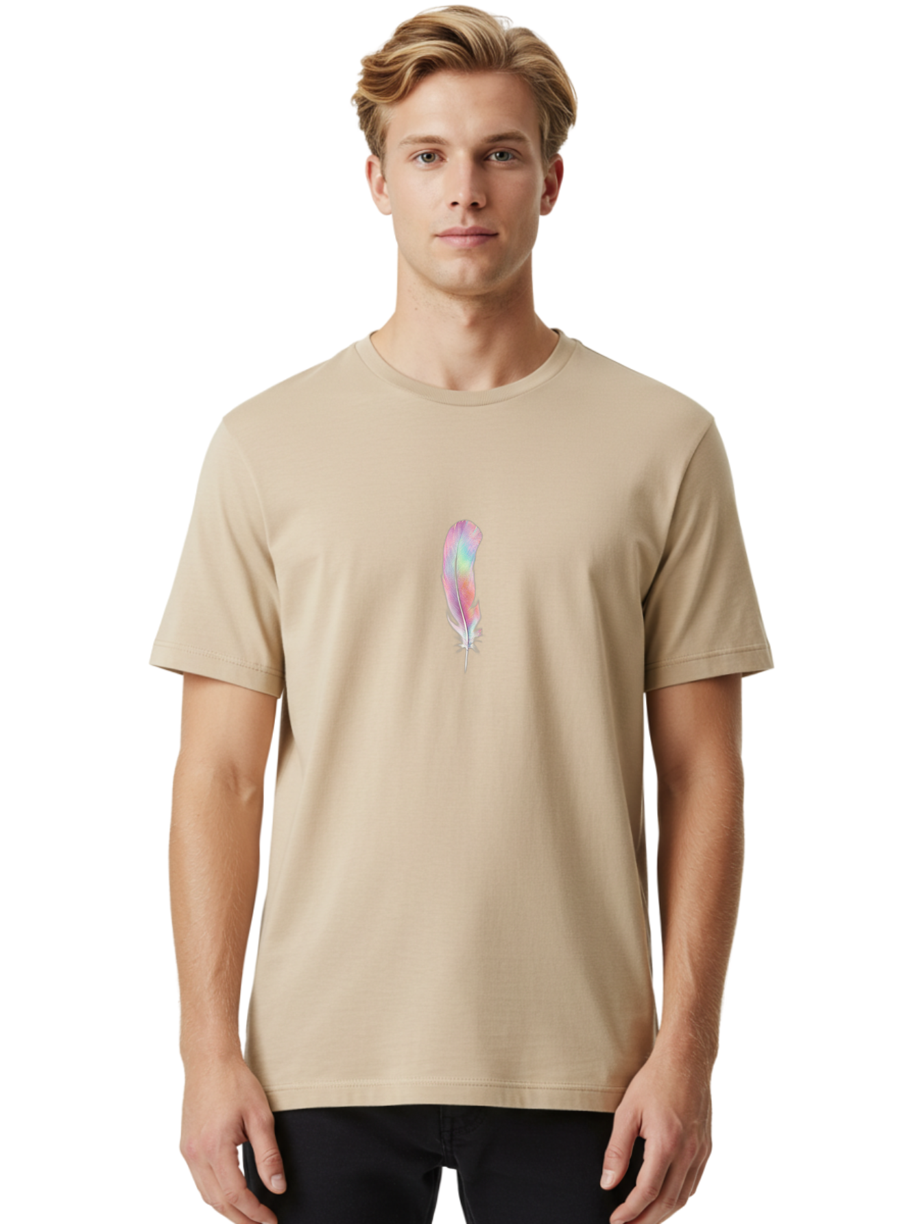 Rainbow-Feather-16 Men'S Graphic Tee, 100% Cotton, Comfortable Casual Summer Wear, Machine Washable, Vintage Camera, Old Camera, Antique Camera, Black Camera, Classic Photography, Photography Equipment, Nostalgic Device, Film Camera, Baj224