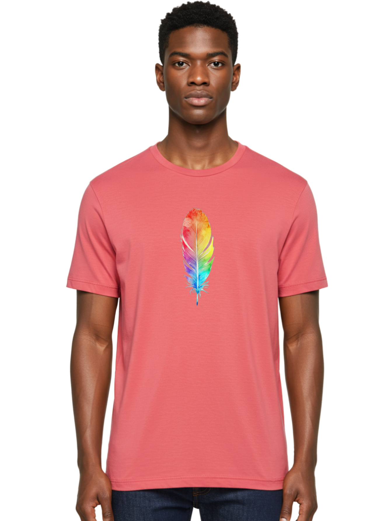 Rainbow-Feather-2 Men'S Graphic Tee, 100% Cotton, Comfortable Casual Summer Wear, Machine Washable, Vintage Camera, Old Camera, Antique Camera, Black Camera, Classic Photography, Photography Equipment, Nostalgic Device, Film Camera, Camera Art Baj225