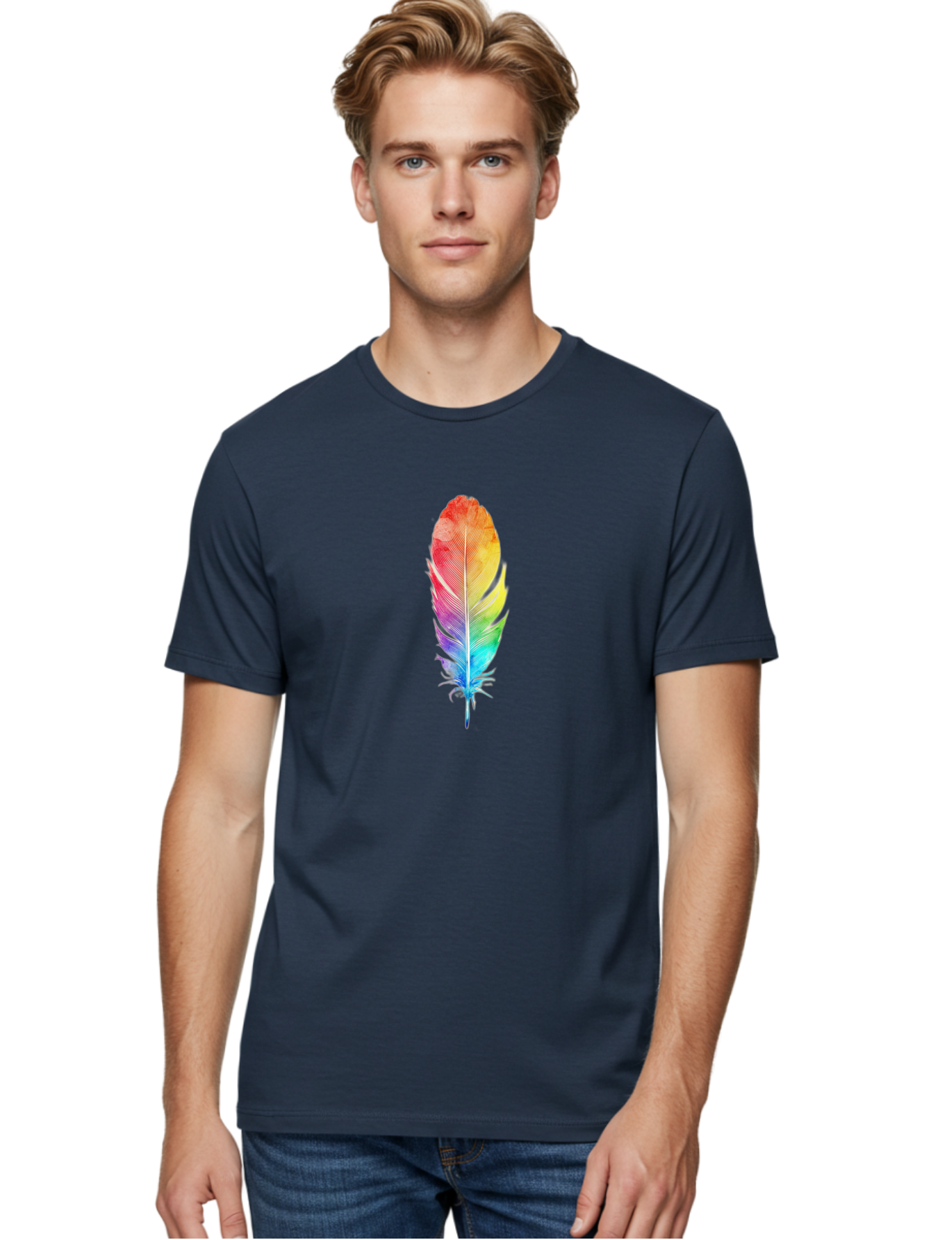 Rainbow-Feather-2 Men'S Graphic Tee, 100% Cotton, Comfortable Casual Summer Wear, Machine Washable, Vintage Camera, Old Camera, Antique Camera, Black Camera, Classic Photography, Photography Equipment, Nostalgic Device, Film Camera, Camera Art Baj225