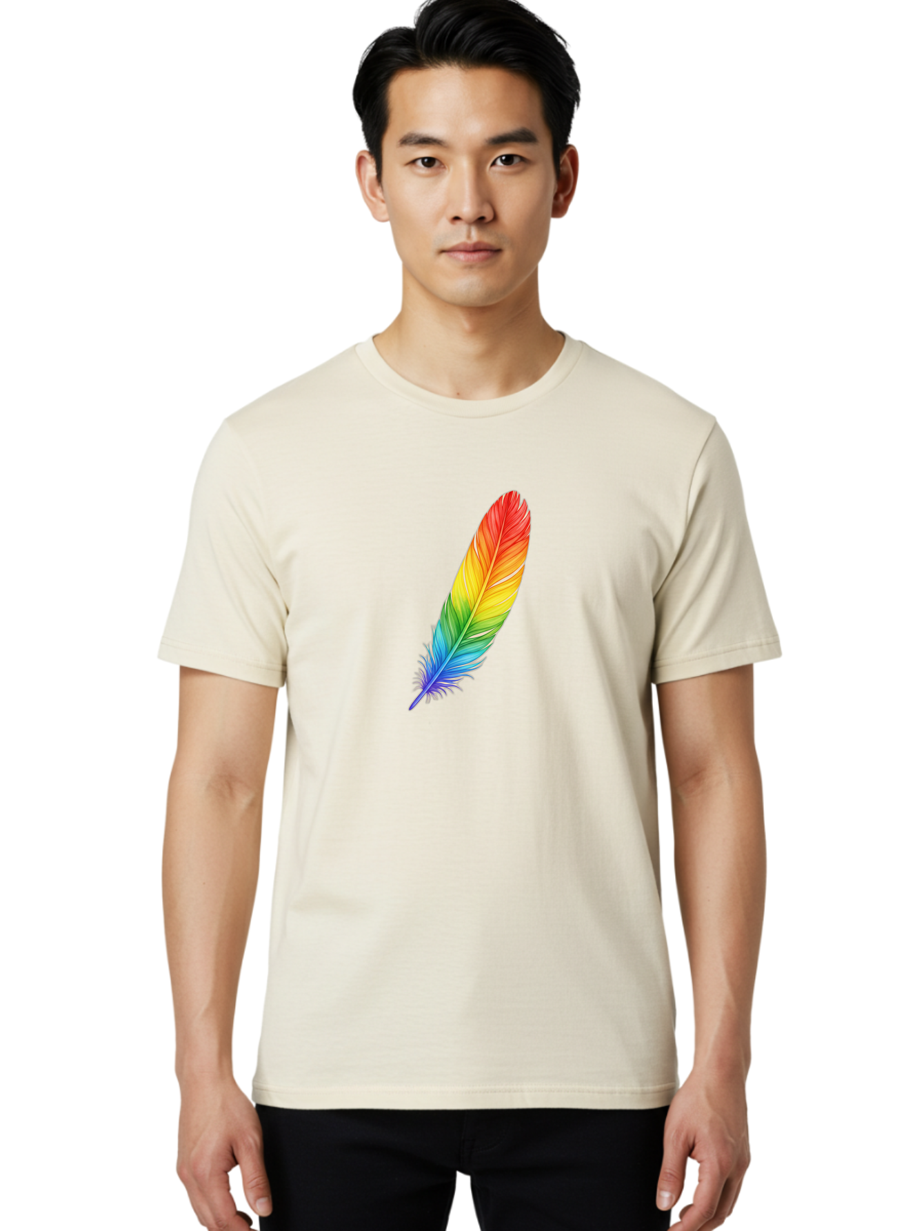 Rainbow-Feather-4 Men'S Graphic Tee, 100% Cotton, Comfortable Casual Summer Wear, Machine Washable, Vintage Camera, Old Camera, Antique Camera, Black Camera, Classic Photography, Photography Equipment, Nostalgic Device, Film Camera, Camera Art Baj227