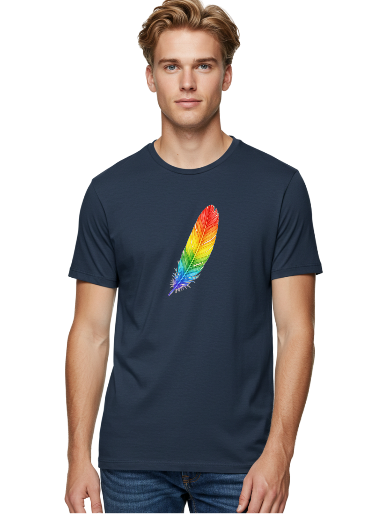 Rainbow-Feather-4 Men'S Graphic Tee, 100% Cotton, Comfortable Casual Summer Wear, Machine Washable, Vintage Camera, Old Camera, Antique Camera, Black Camera, Classic Photography, Photography Equipment, Nostalgic Device, Film Camera, Camera Art Baj227