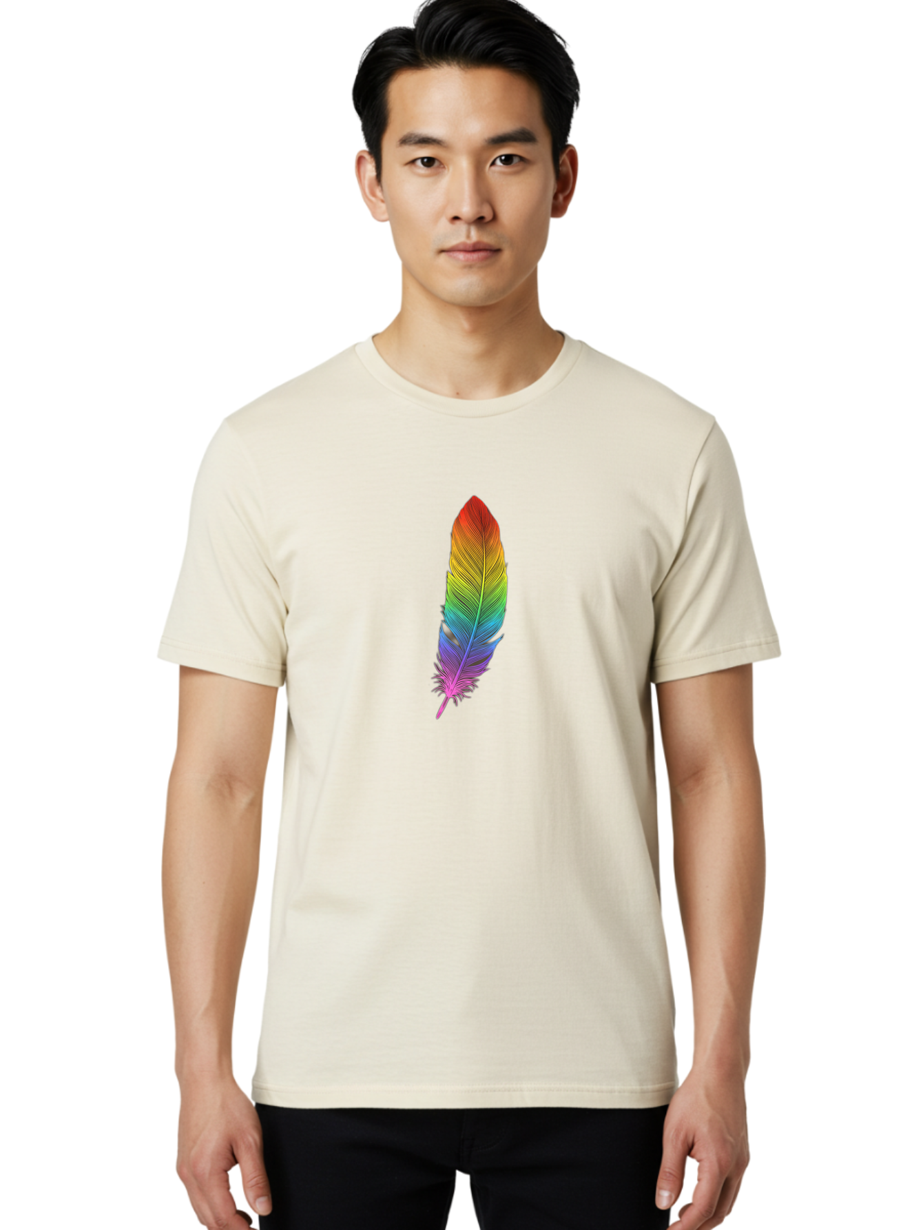 Rainbow-Feather-5 Men'S Graphic Tee, 100% Cotton, Comfortable Casual Summer Wear, Machine Washable, Vintage Camera, Old Camera, Antique Camera, Black Camera, Classic Photography, Photography Equipment, Nostalgic Device, Film Camera, Camera Art Baj228