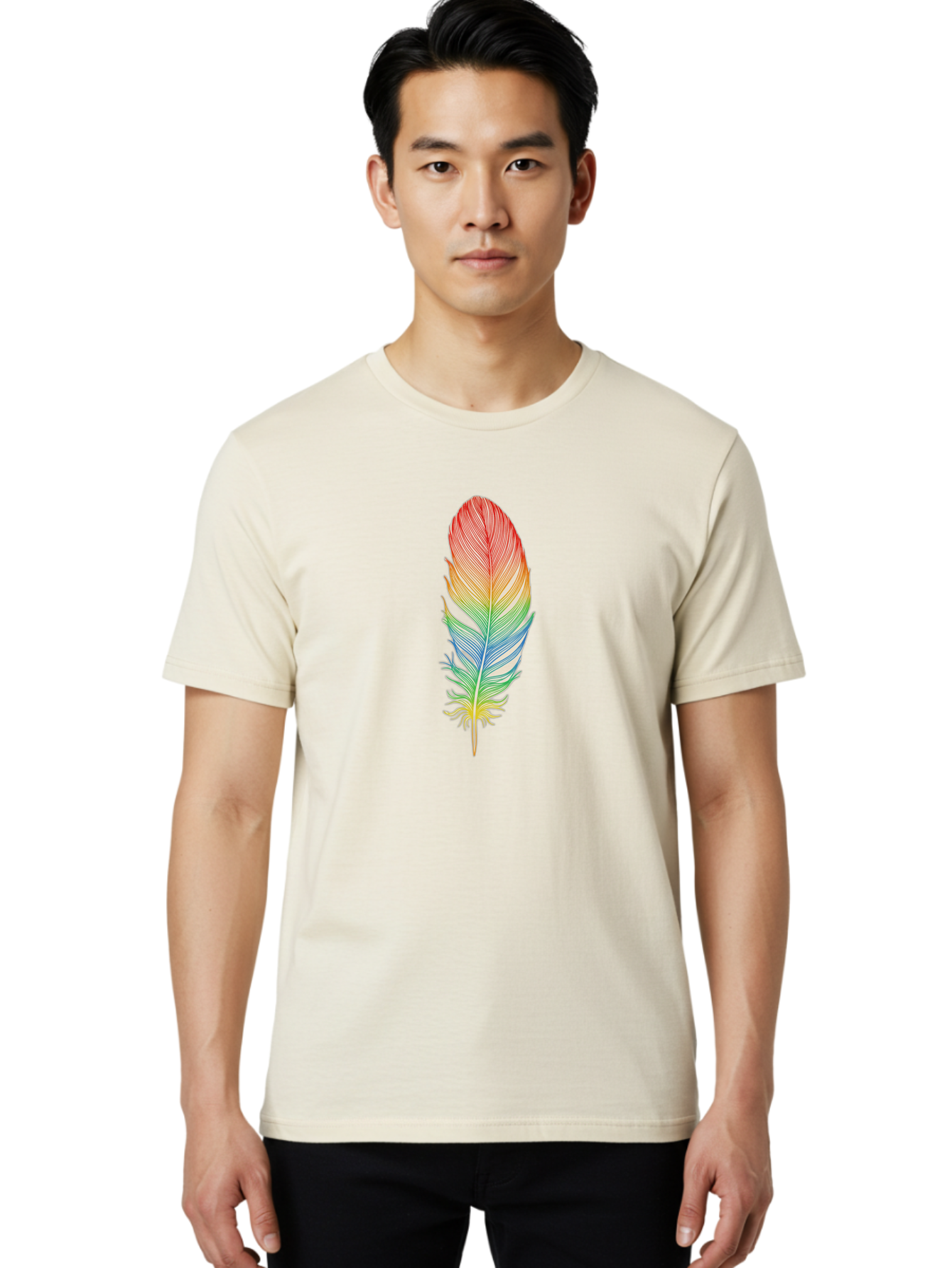 Rainbow-Feather-6 Men'S Graphic Tee, 100% Cotton, Comfortable Casual Summer Wear, Machine Washable, Vintage Camera, Old Camera, Antique Camera, Black Camera, Classic Photography, Photography Equipment, Nostalgic Device, Film Camera, Camera Art Baj229