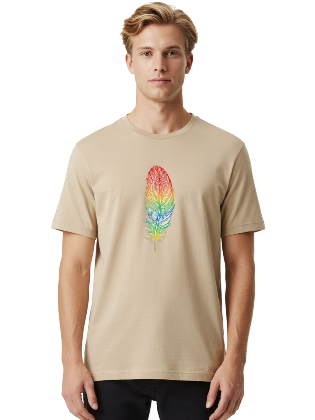 Rainbow-Feather-6 Men'S Graphic Tee, 100% Cotton, Comfortable Casual Summer Wear, Machine Washable, Vintage Camera, Old Camera, Antique Camera, Black Camera, Classic Photography, Photography Equipment, Nostalgic Device, Film Camera, Camera Art Baj229