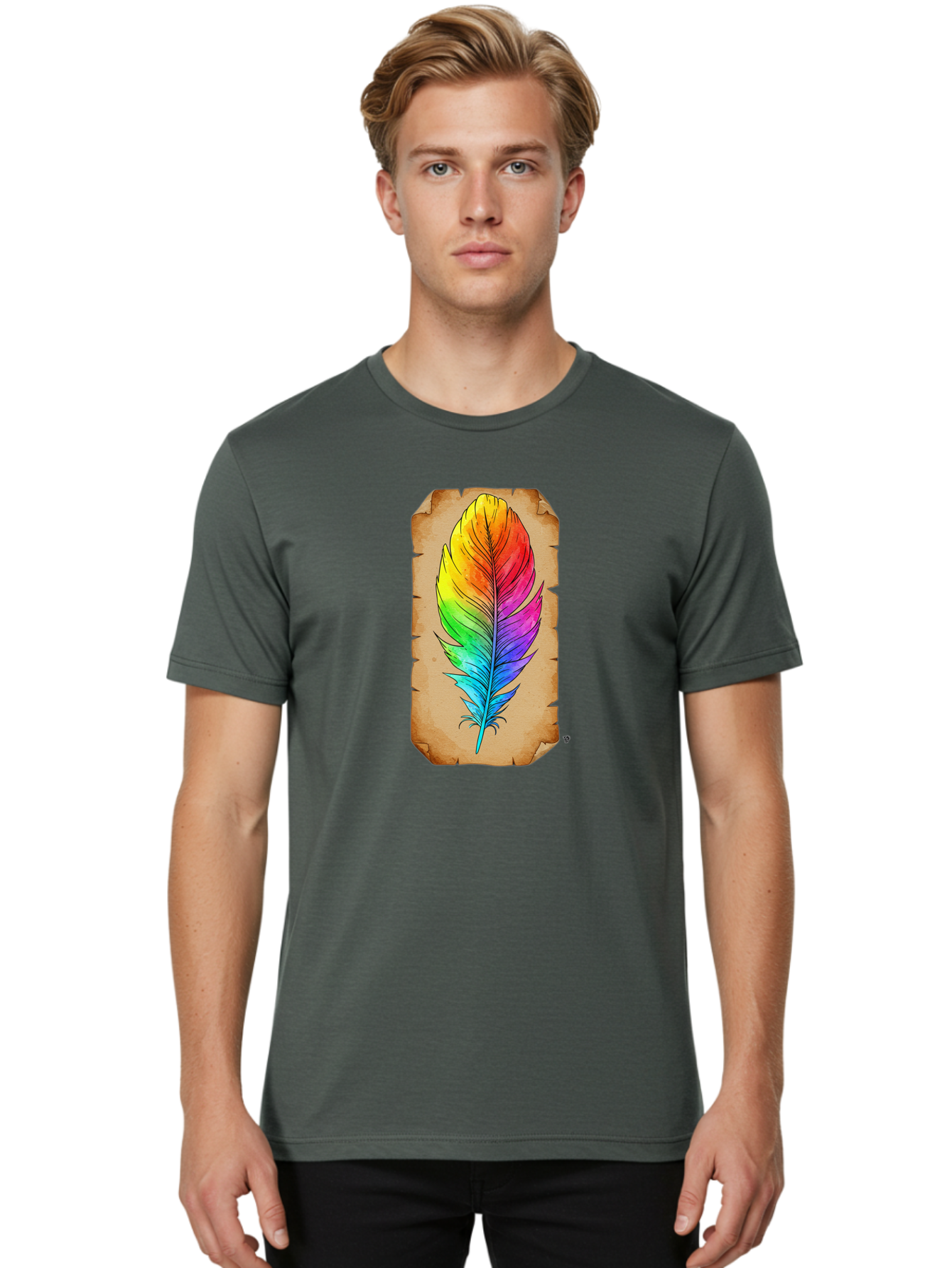 Rainbow-Feather-7 Men'S Graphic Tee, 100% Cotton, Comfortable Casual Summer Wear, Machine Washable, Vintage Camera, Old Camera, Antique Camera, Black Camera, Classic Photography, Photography Equipment, Nostalgic Device, Film Camera, Camera Art Baj230