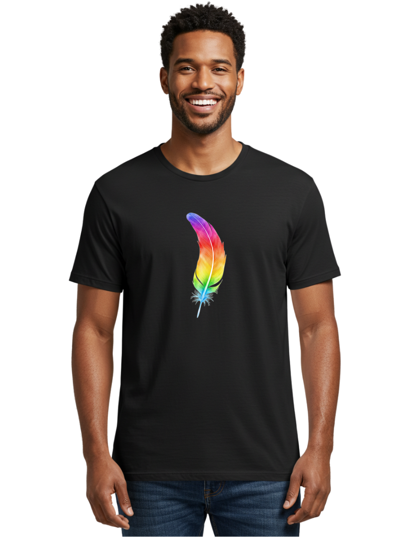 Rainbow-Feather-8 Men'S Graphic Tee, 100% Cotton, Comfortable Casual Summer Wear, Machine Washable, Vintage Camera, Old Camera, Antique Camera, Black Camera, Classic Photography, Photography Equipment, Nostalgic Device, Film Camera, Camera Art Baj231