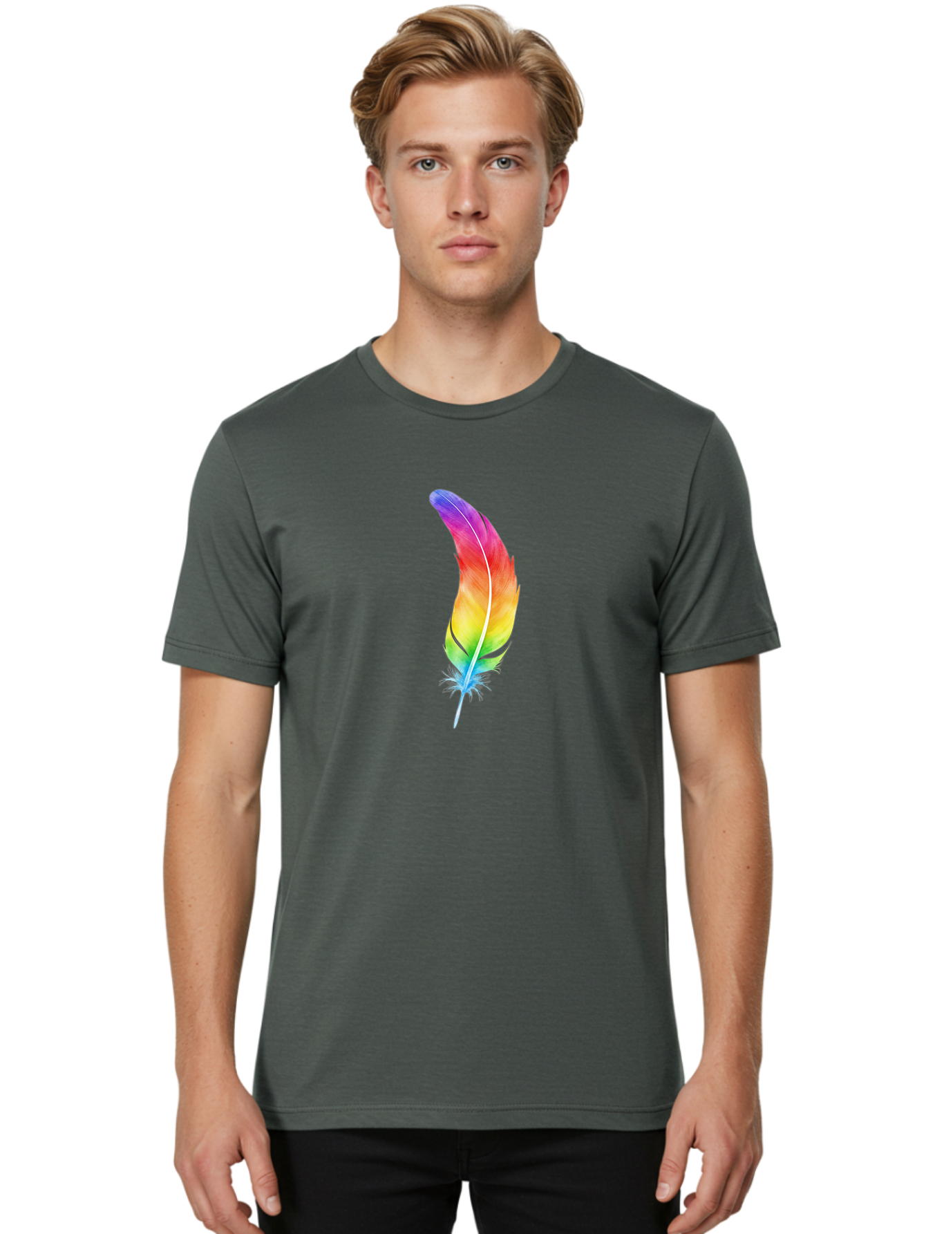 Rainbow-Feather-8 Men'S Graphic Tee, 100% Cotton, Comfortable Casual Summer Wear, Machine Washable, Vintage Camera, Old Camera, Antique Camera, Black Camera, Classic Photography, Photography Equipment, Nostalgic Device, Film Camera, Camera Art Baj231