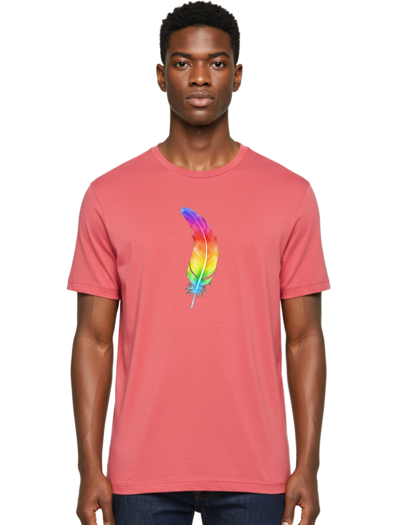 Rainbow-Feather-8 Men'S Graphic Tee, 100% Cotton, Comfortable Casual Summer Wear, Machine Washable, Vintage Camera, Old Camera, Antique Camera, Black Camera, Classic Photography, Photography Equipment, Nostalgic Device, Film Camera, Camera Art Baj231