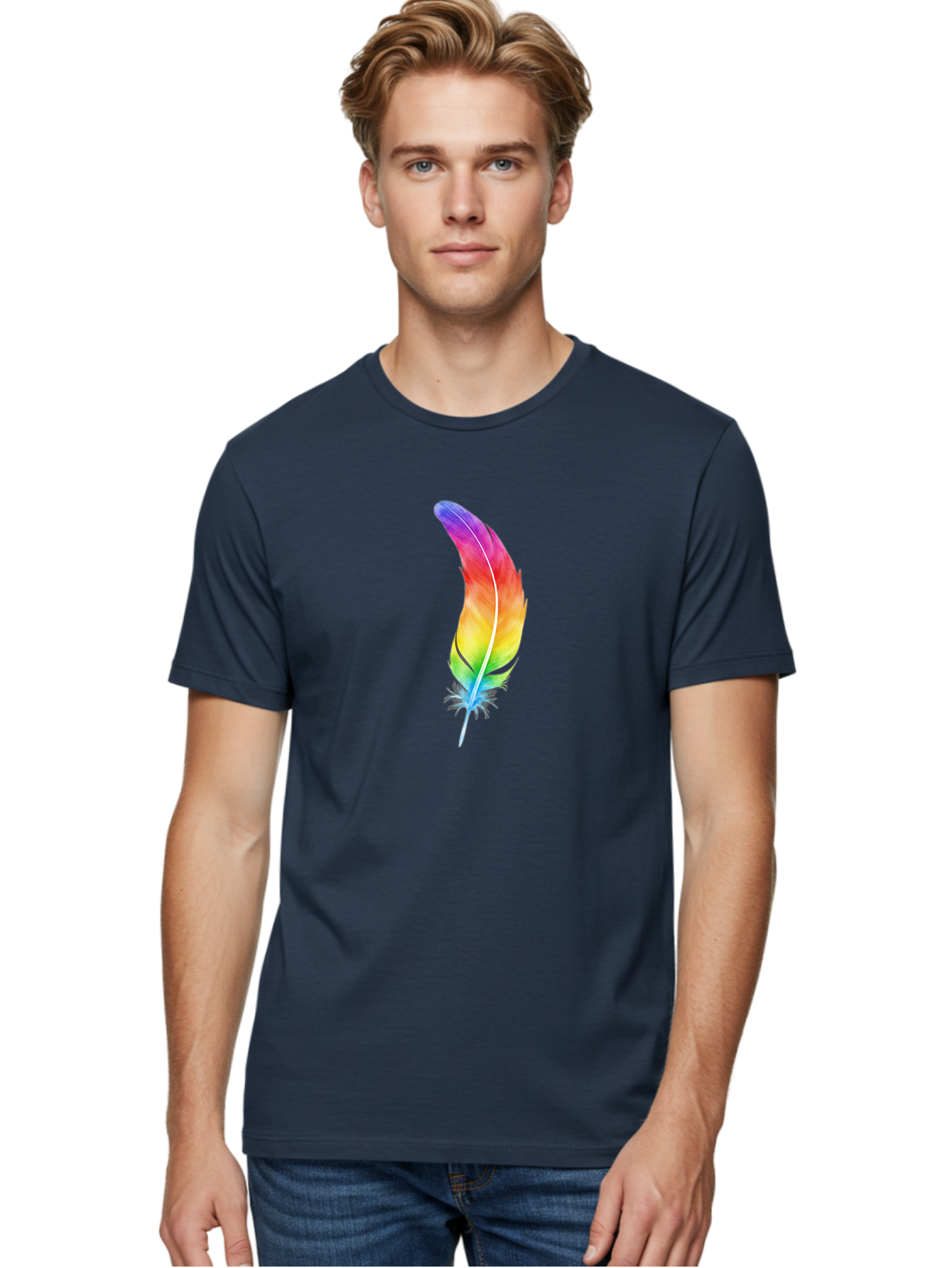 Rainbow-Feather-8 Men'S Graphic Tee, 100% Cotton, Comfortable Casual Summer Wear, Machine Washable, Vintage Camera, Old Camera, Antique Camera, Black Camera, Classic Photography, Photography Equipment, Nostalgic Device, Film Camera, Camera Art Baj231