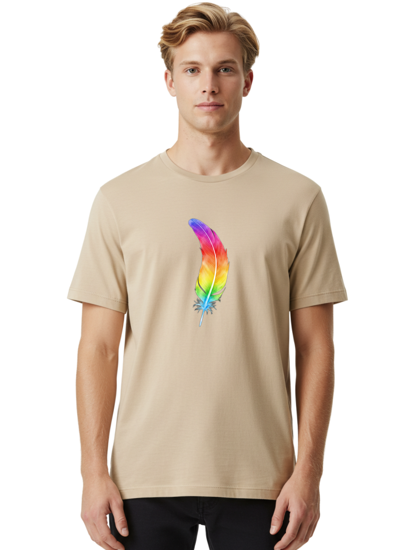 Rainbow-Feather-8 Men'S Graphic Tee, 100% Cotton, Comfortable Casual Summer Wear, Machine Washable, Vintage Camera, Old Camera, Antique Camera, Black Camera, Classic Photography, Photography Equipment, Nostalgic Device, Film Camera, Camera Art Baj231