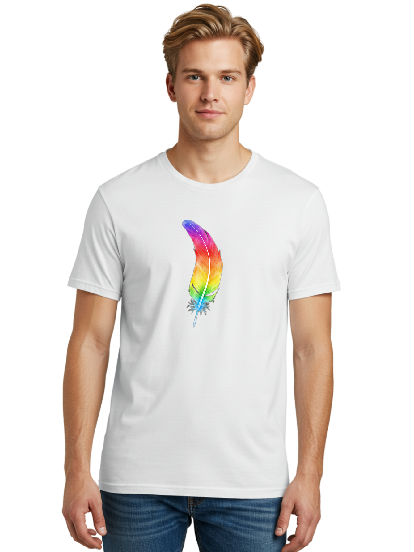 Rainbow-Feather-8 Men'S Graphic Tee, 100% Cotton, Comfortable Casual Summer Wear, Machine Washable, Vintage Camera, Old Camera, Antique Camera, Black Camera, Classic Photography, Photography Equipment, Nostalgic Device, Film Camera, Camera Art Baj231